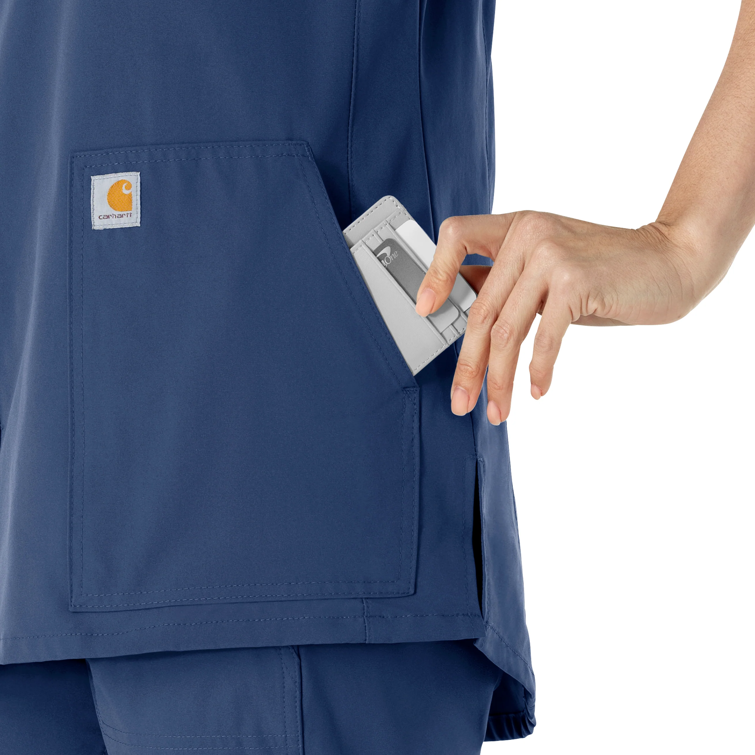 Carhartt Force Essentials Women's Notch Neck Tunic Scrub Top - Navy - Image 5
