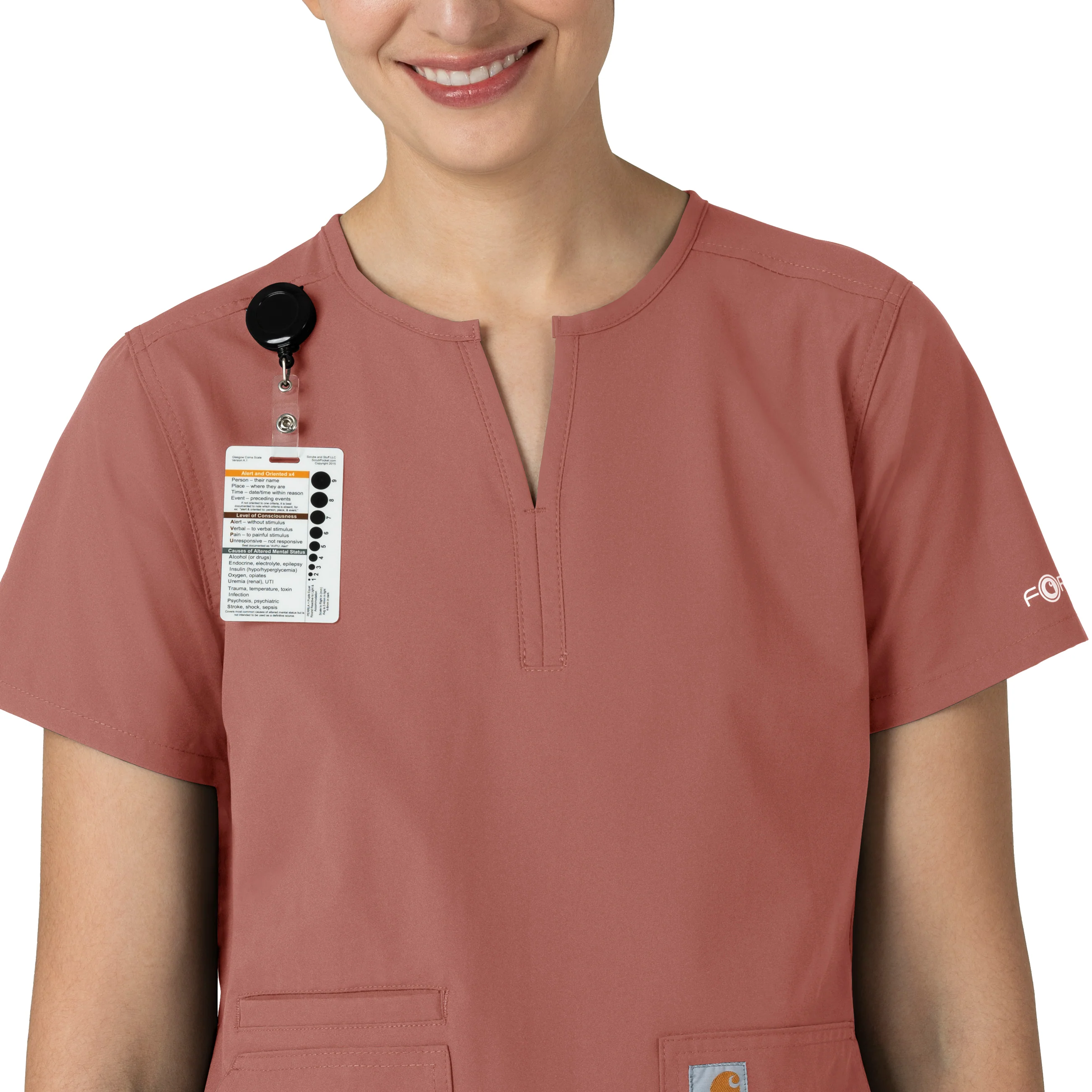 Carhartt Force Essentials Women's Notch Neck Tunic Scrub Top - Wildrose - Image 6