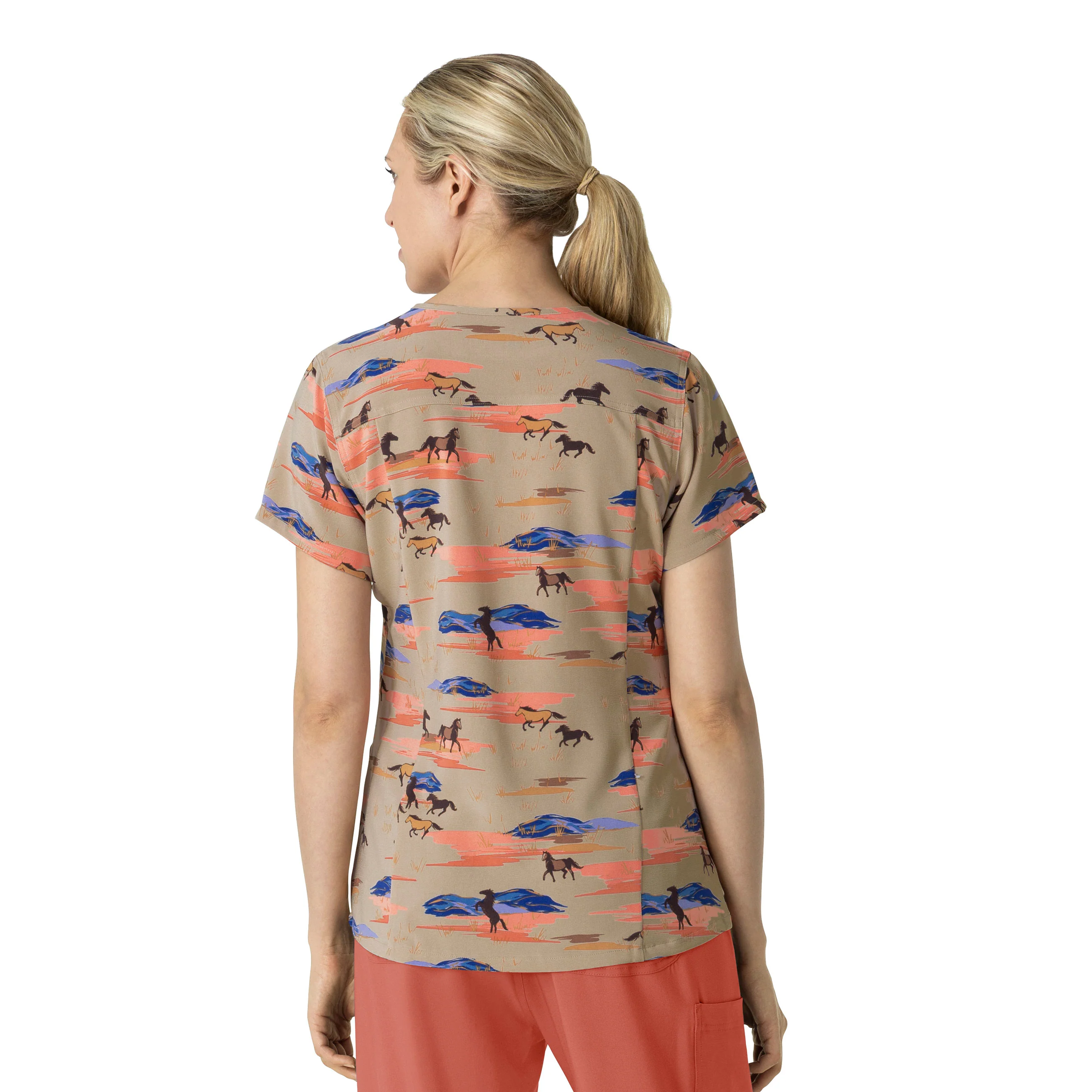 Carhartt Women's V-Neck Print Scrub Top - Mustang Meadow - Image 2