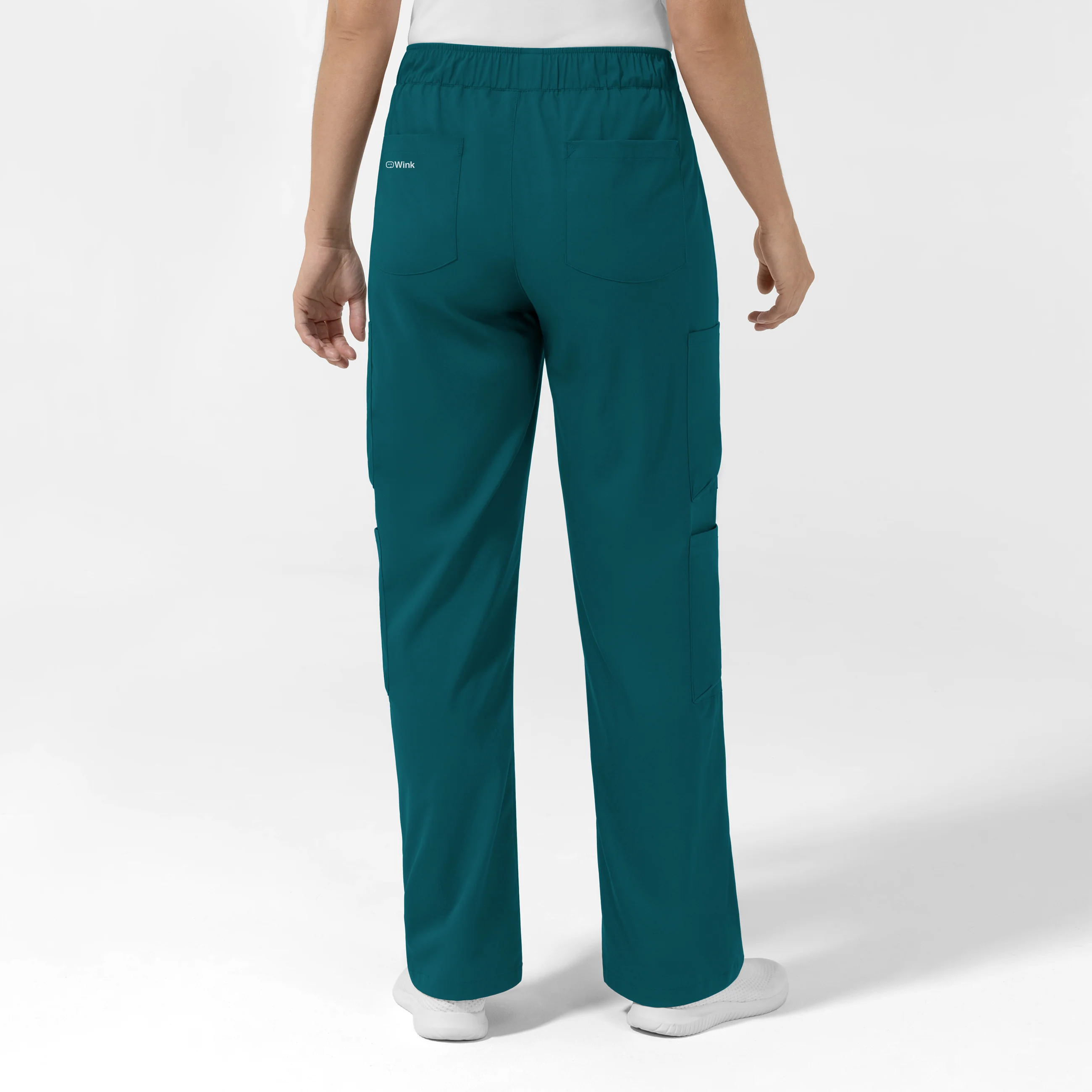 Boundless Women's Classic Wide Leg Cargo Scrub Pant - Caribbean and Sky Blue - Image 2