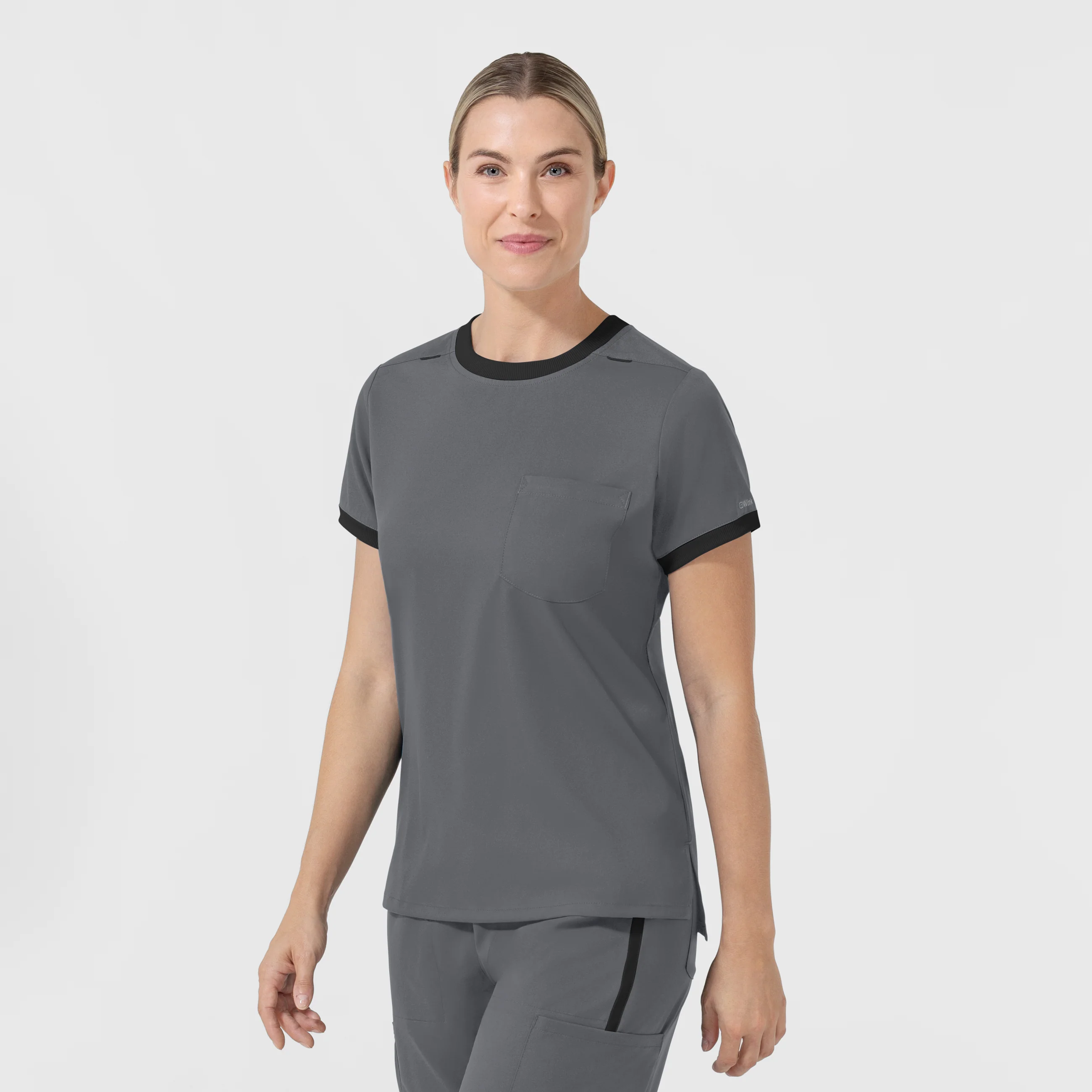 Boundless Women's Classic Scrub Tee - Pewter and Black - Image 4