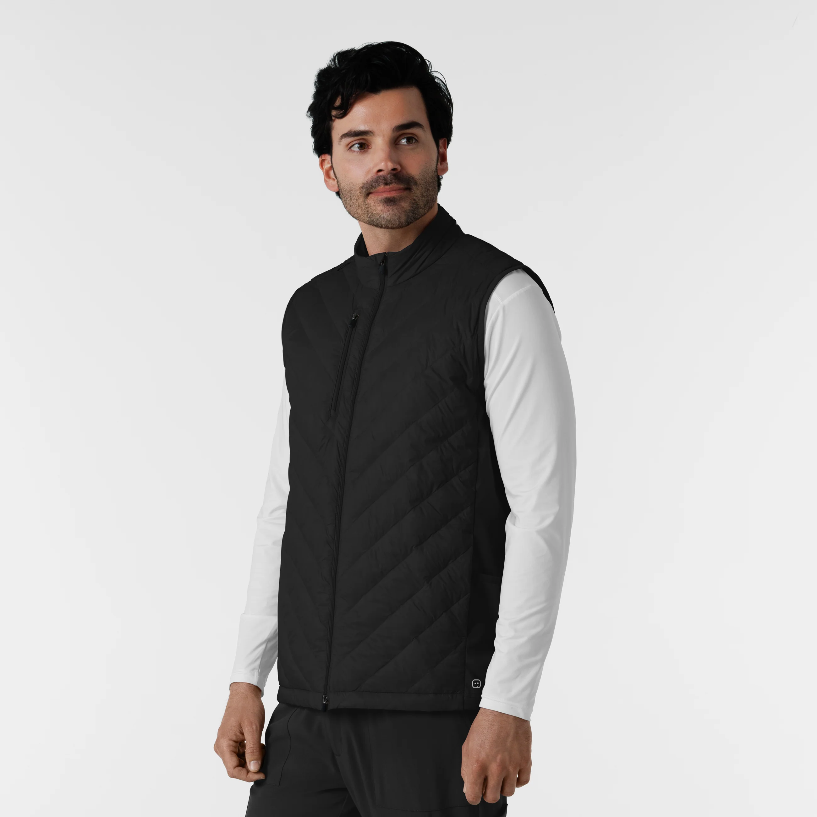 Men's Quilted Scrub Vest - Black - Image 4