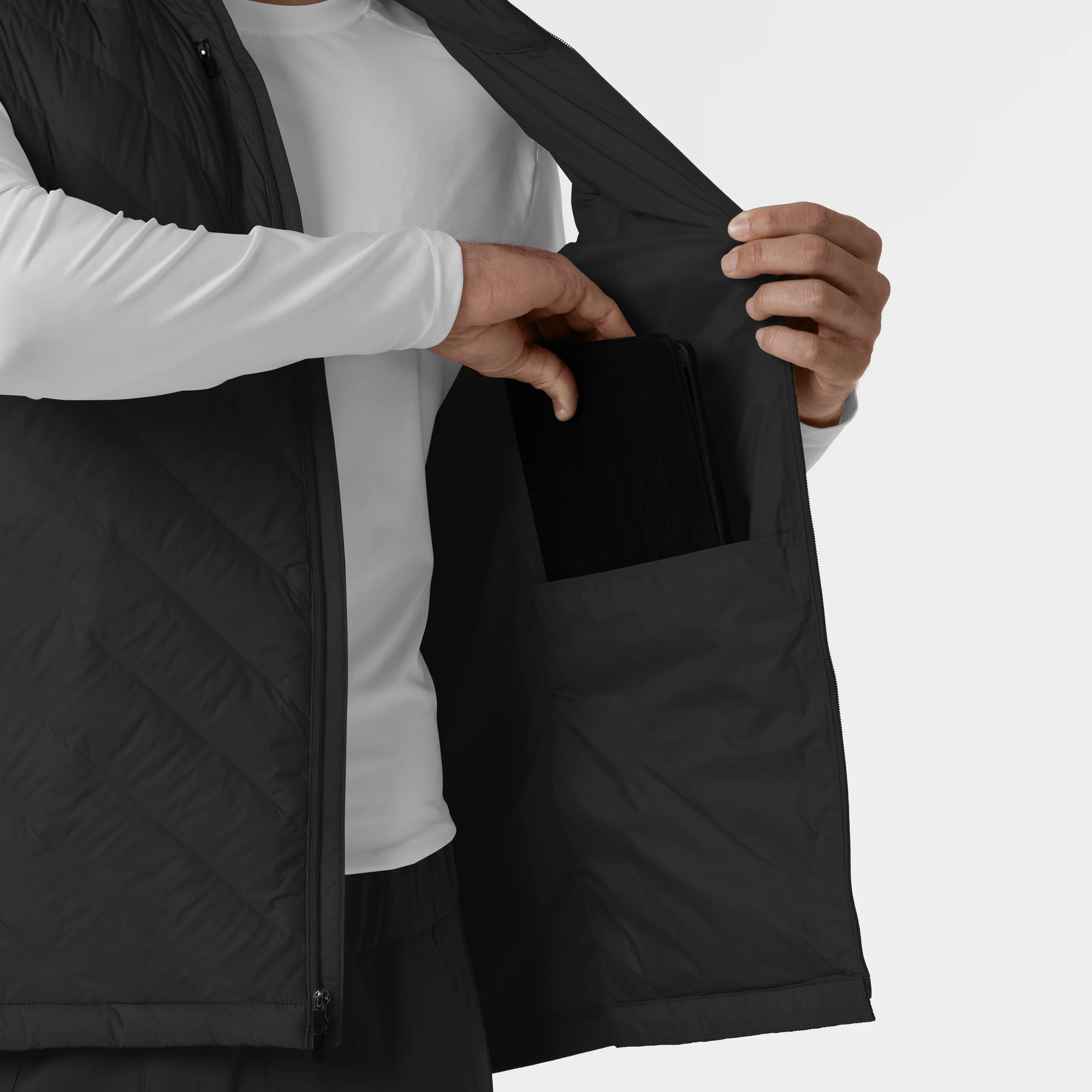 Men's Quilted Scrub Vest - Black - Image 9