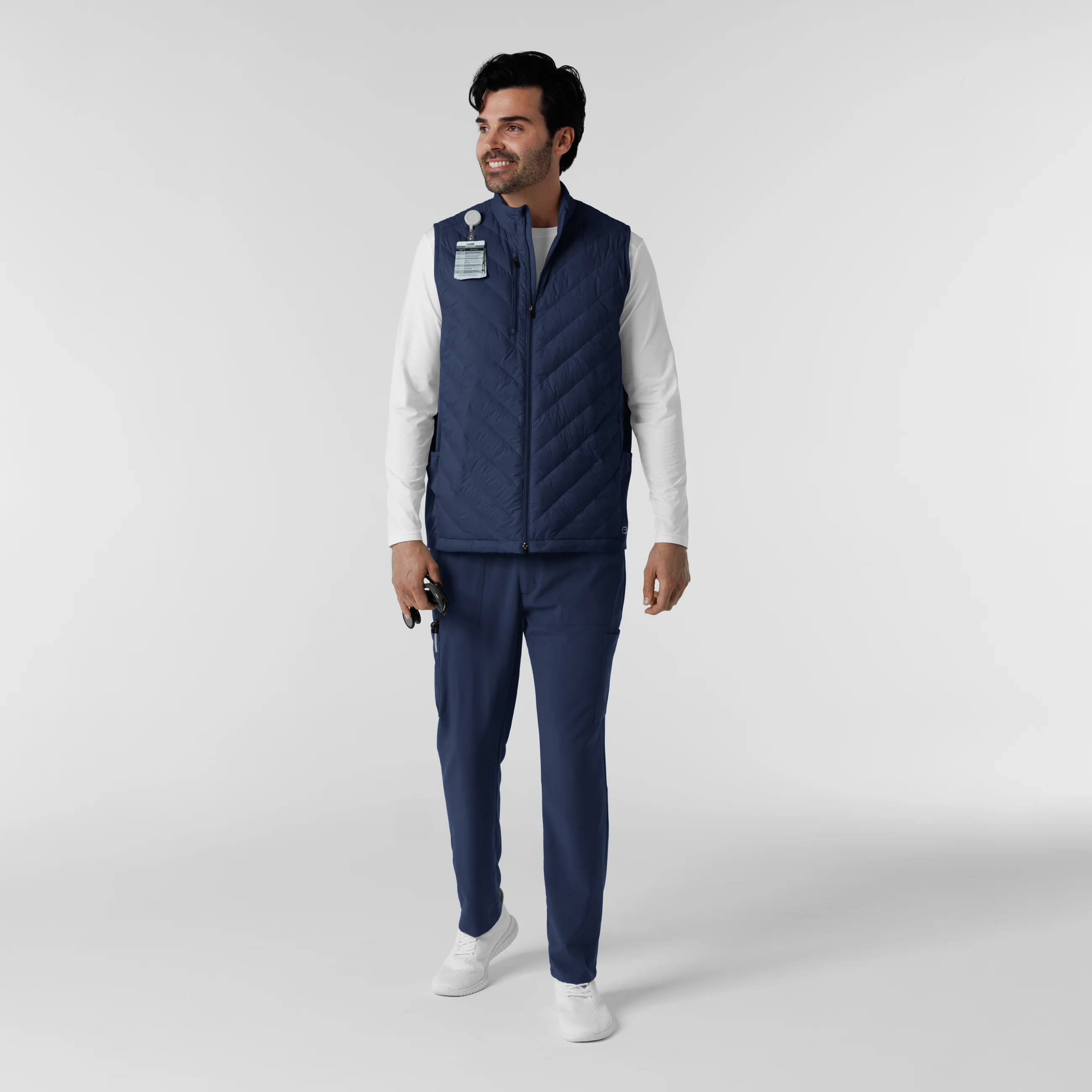 Men's Quilted Scrub Vest - Navy - Image 4