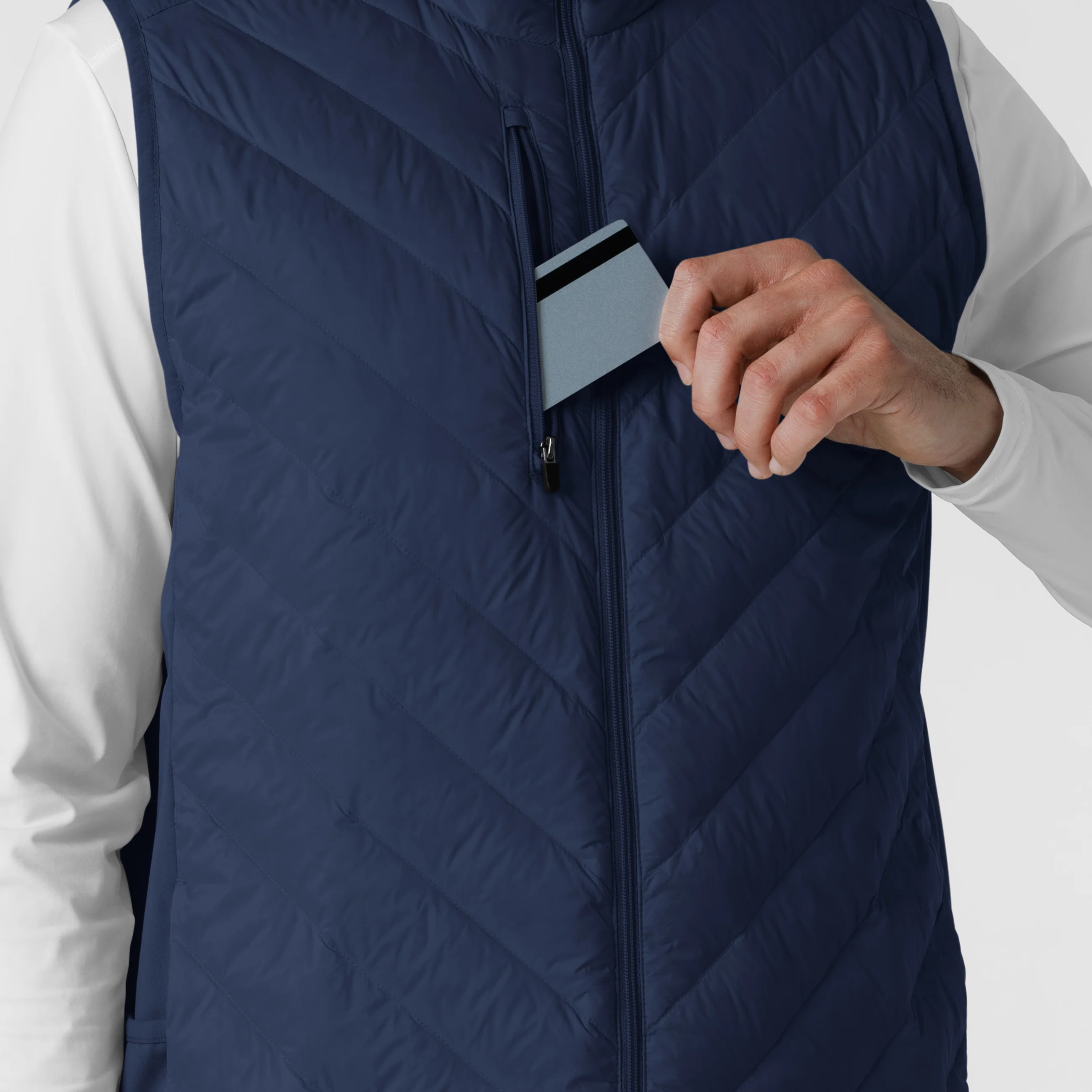 Men's Quilted Scrub Vest - Navy - Image 9