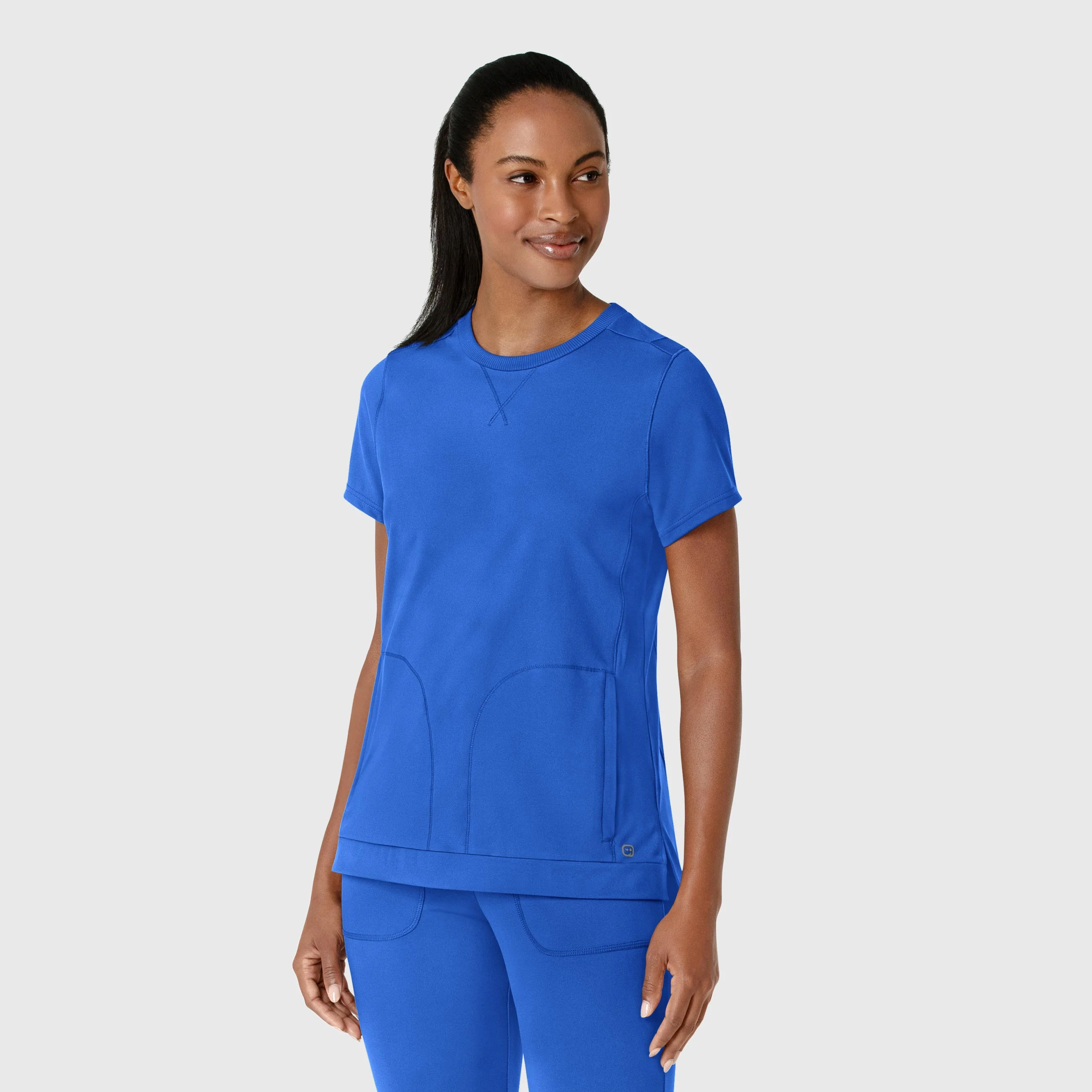 RENEW Knit Women's Flex-n-Reach Crew Neck Scrub Top - Royal - Image 4