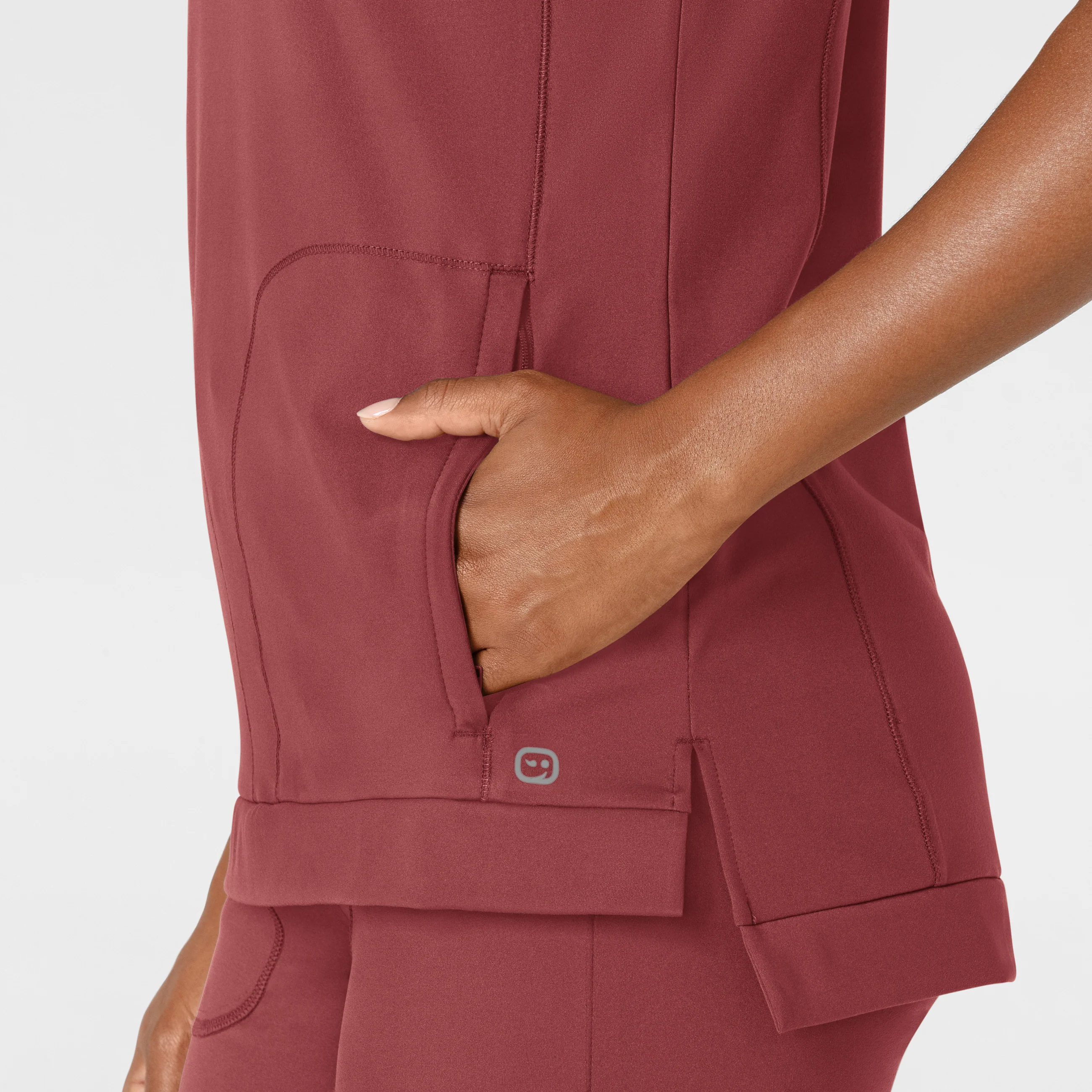 RENEW Knit Women's Flex-n-Reach Crew Neck Scrub Top - Ruby - Image 6
