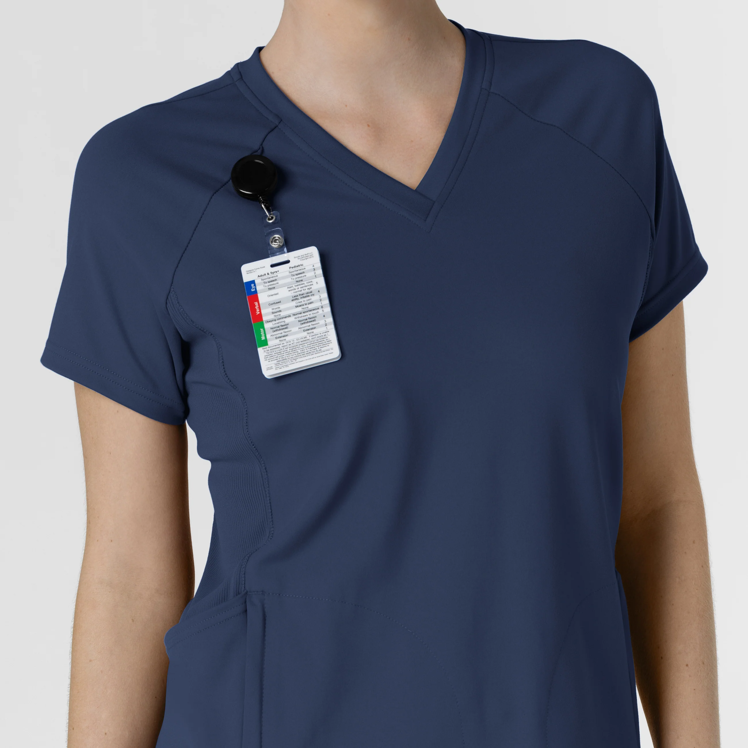 RENEW Knit Women's Flex-n-Reach V-Neck Raglan Scrub Top - Navy - Image 6