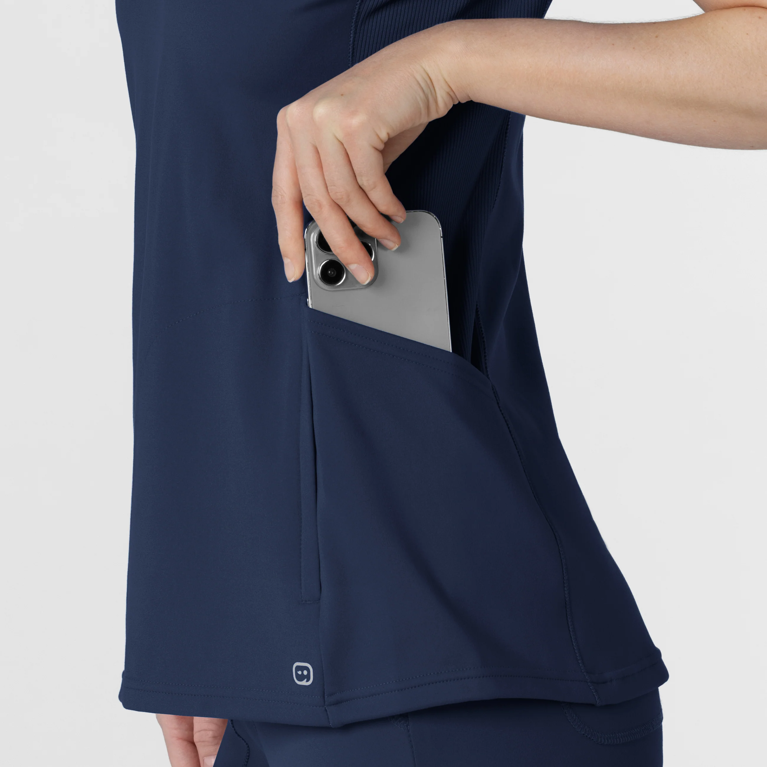 RENEW Knit Women's Flex-n-Reach V-Neck Raglan Scrub Top - Navy - Image 8