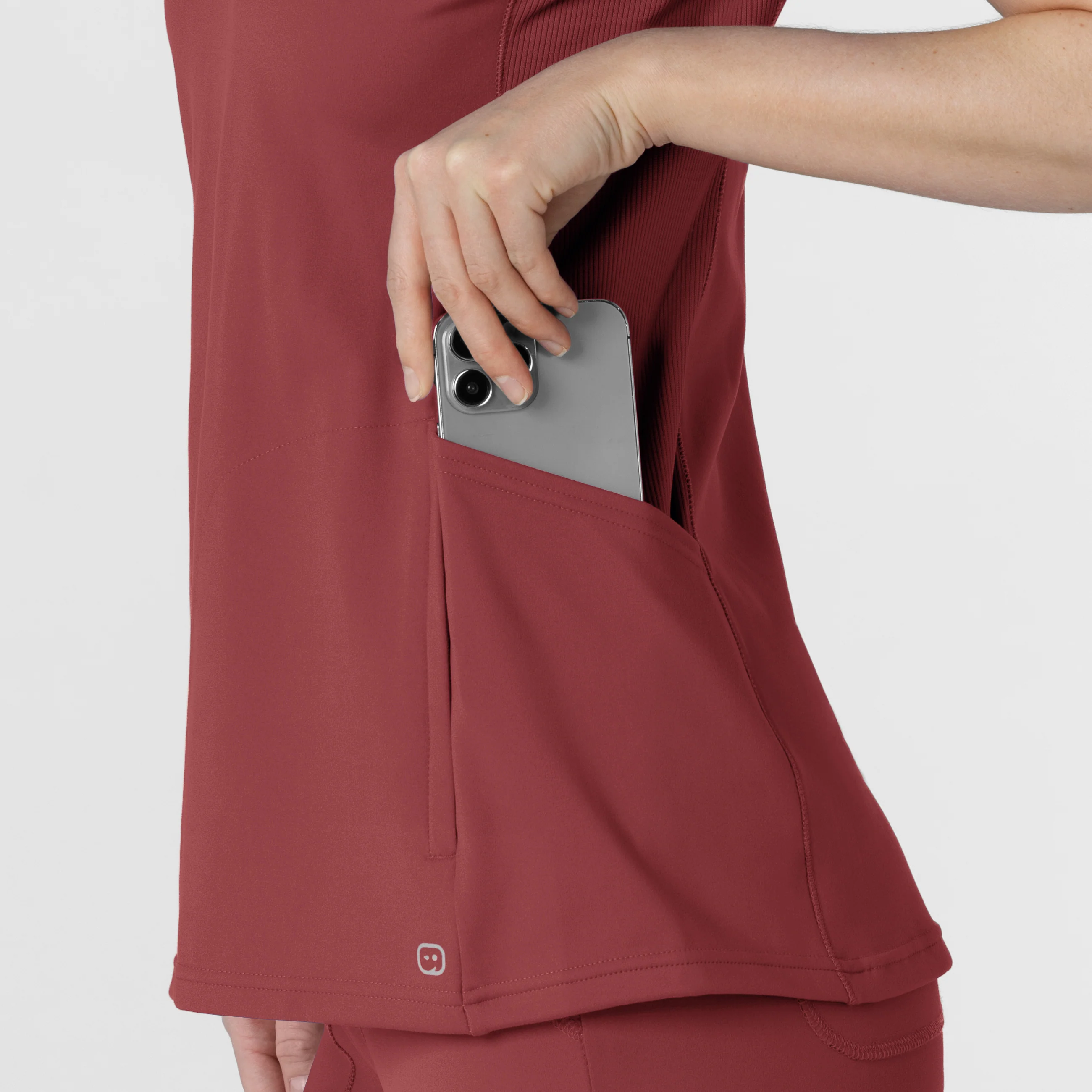 RENEW Knit Women's Flex-n-Reach V-Neck Raglan Scrub Top - Ruby - Image 8
