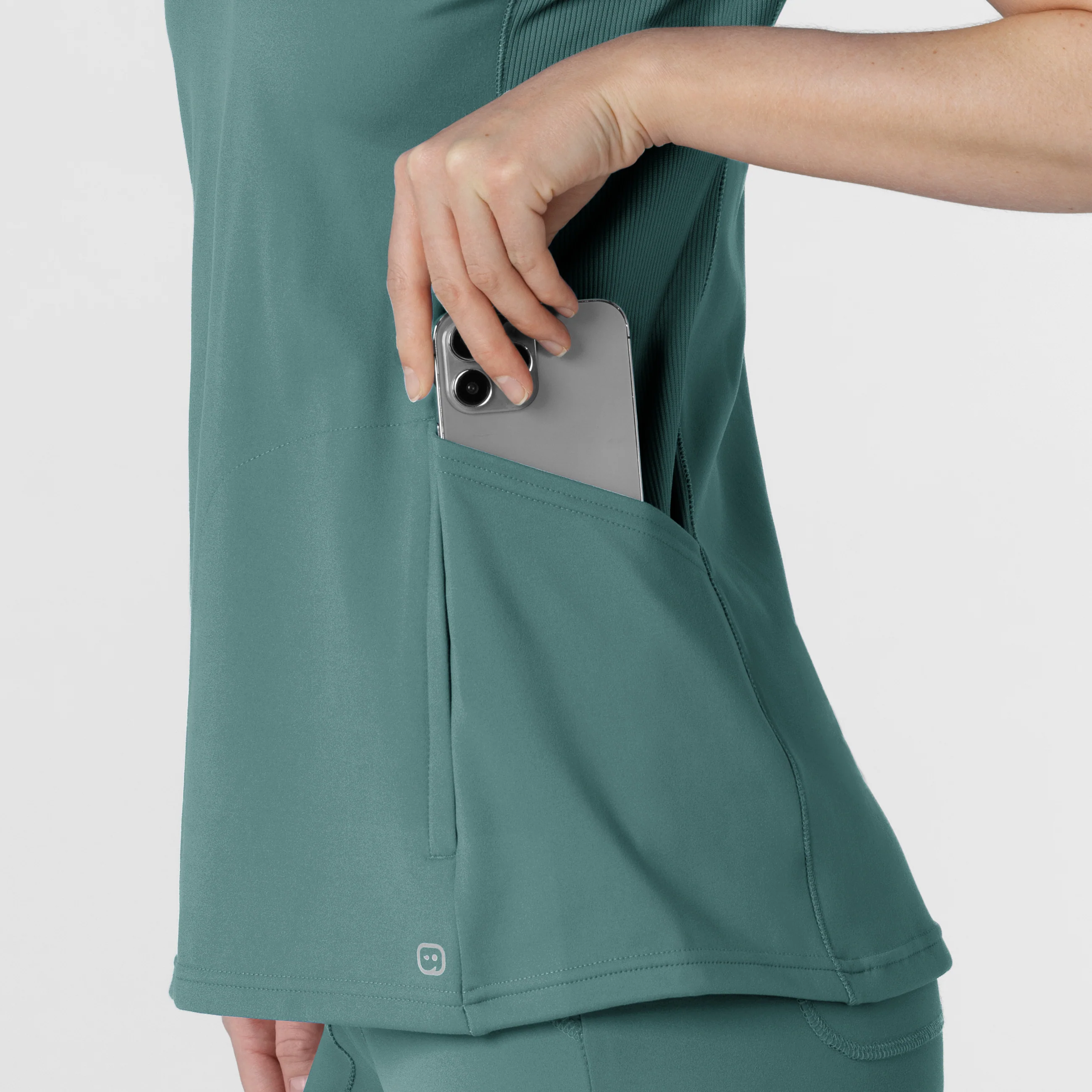 RENEW Knit Women's Flex-n-Reach V-Neck Raglan Scrub Top - Vintage Teal - Image 8