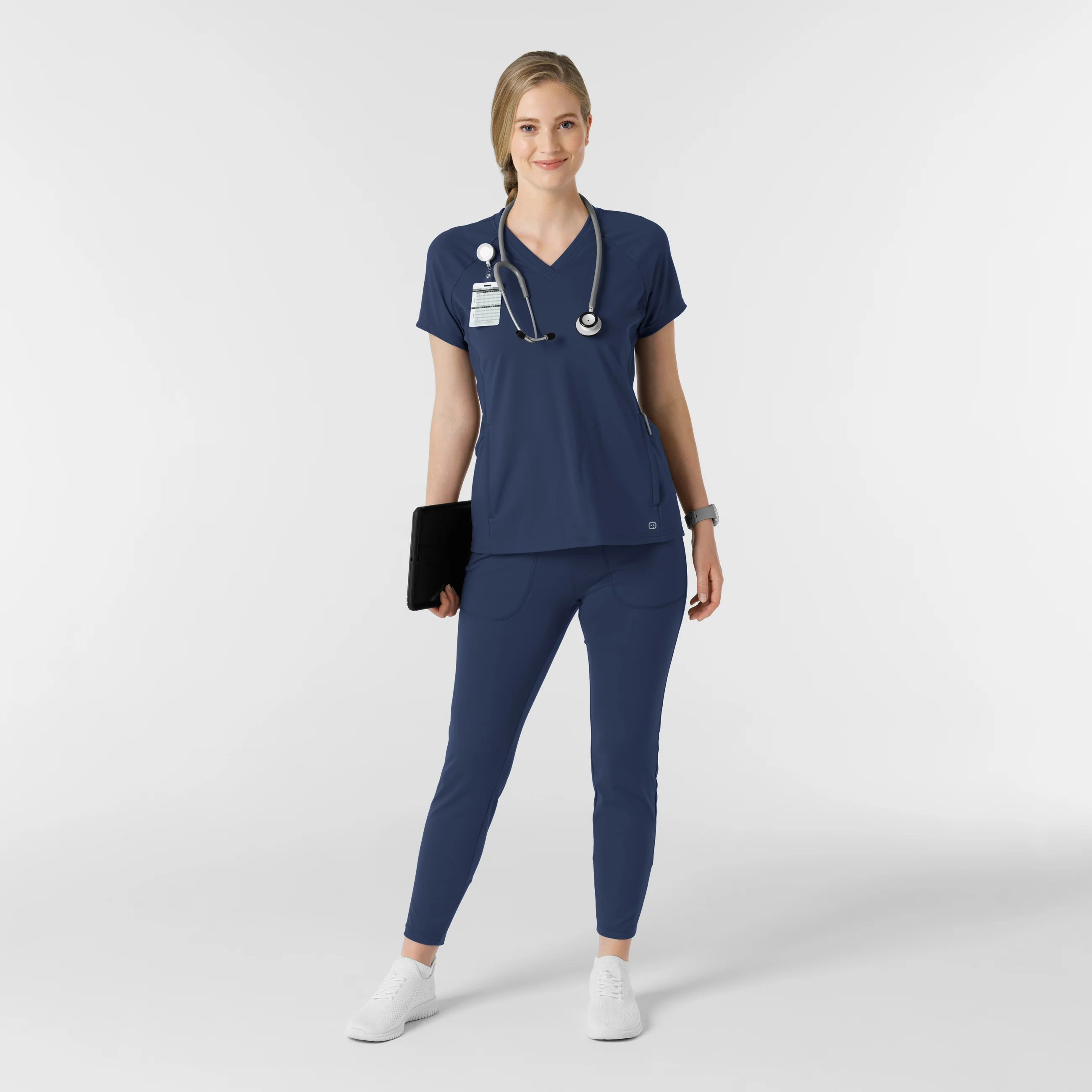 RENEW Knit Women's Track Scrub Pant - Navy - Image 3