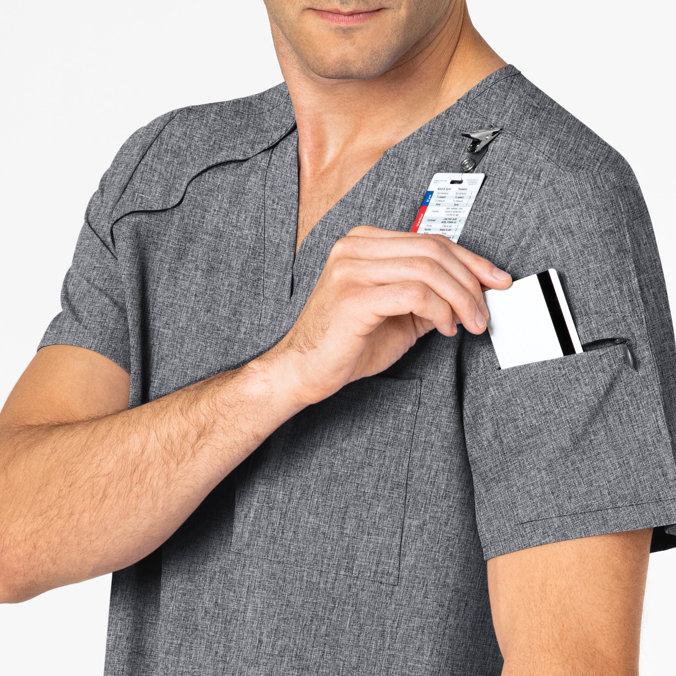 RENEW Men's EZ Zip Scrub Top - Grey Heather - Image 7