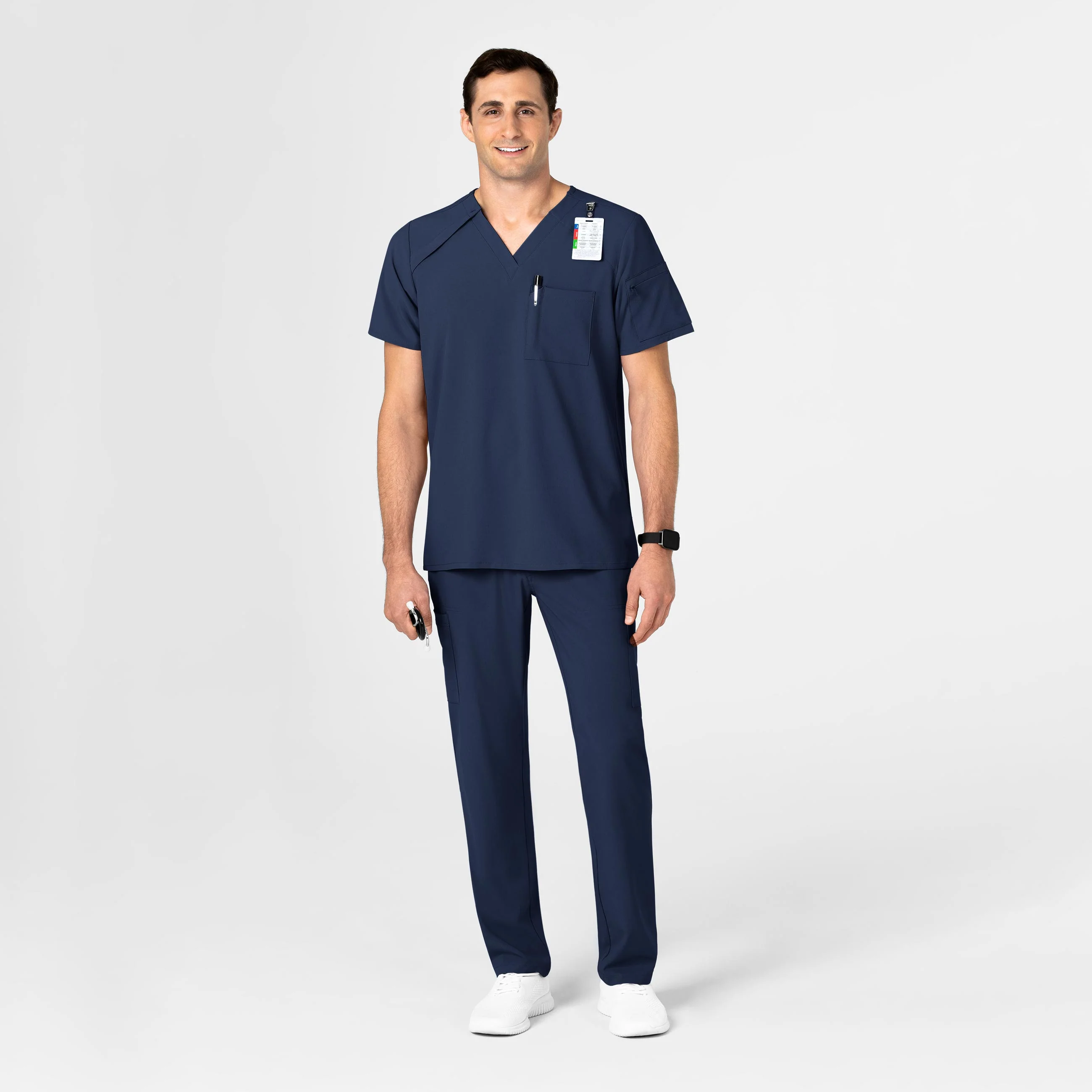 RENEW Men's EZ Zip Scrub Top - Navy - Image 2