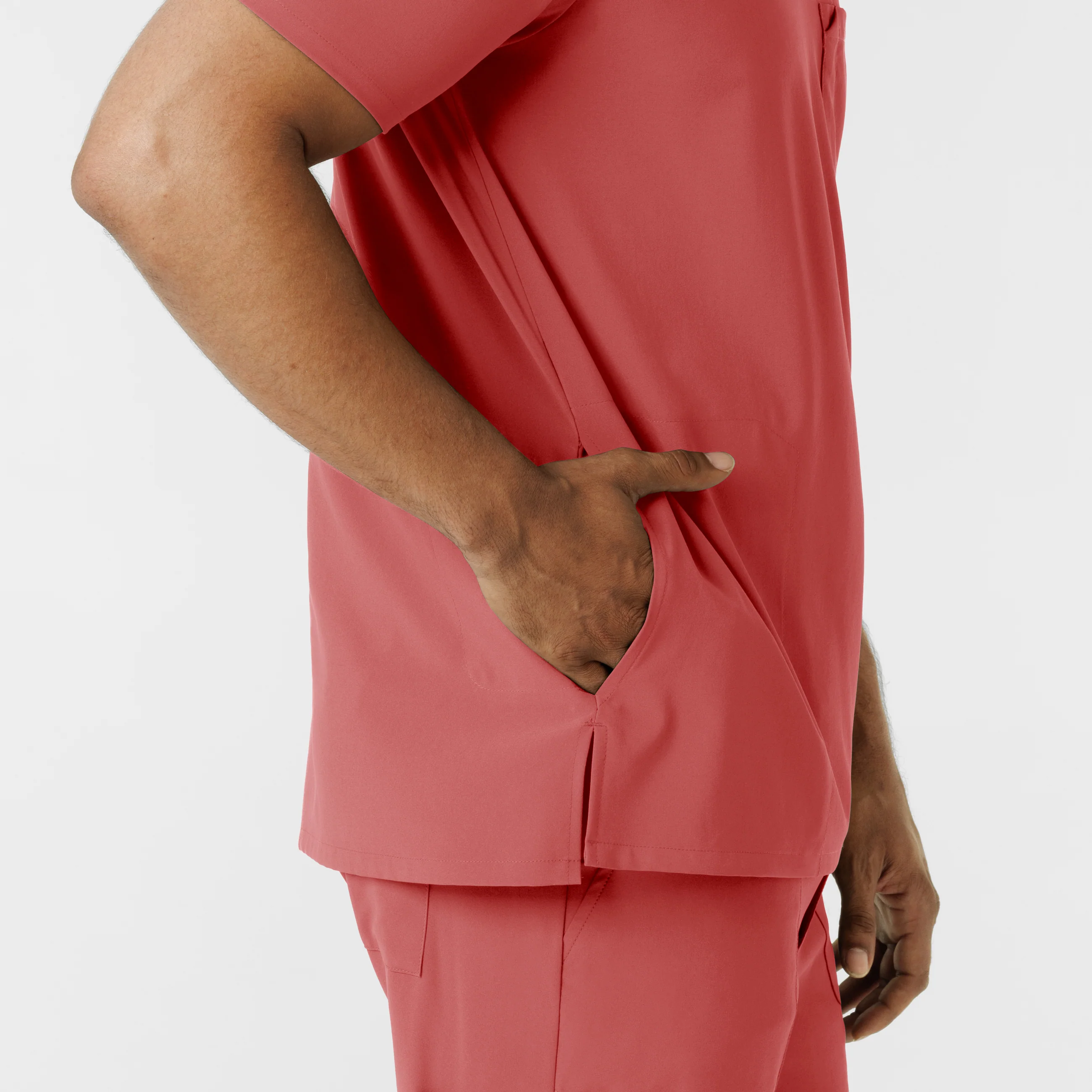 RENEW Men's V-Neck 5 Pocket Scrub Top - Mineral Red - Image 12