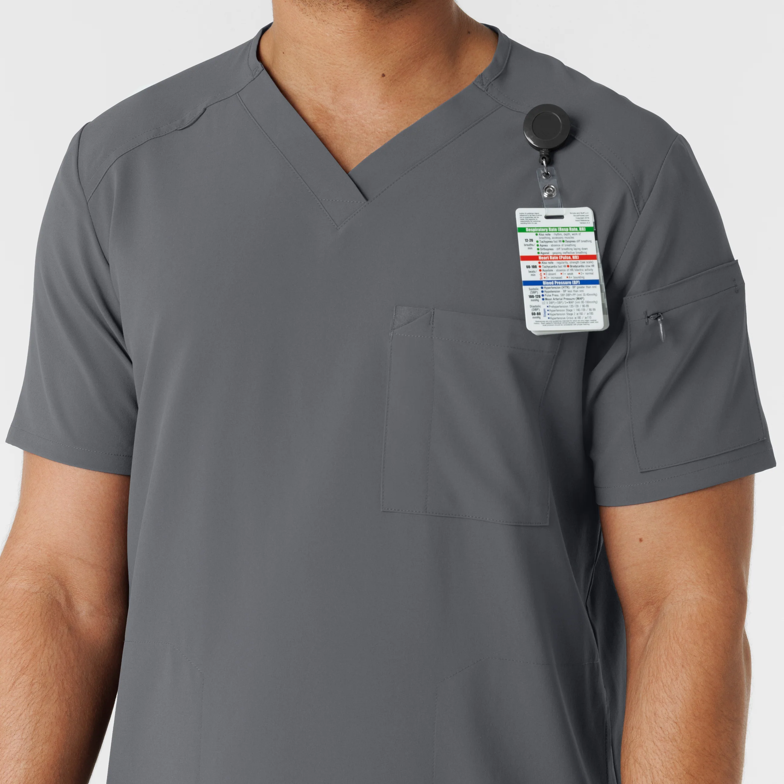 RENEW Men's V-Neck 5 Pocket Scrub Top - Pewter - Image 8