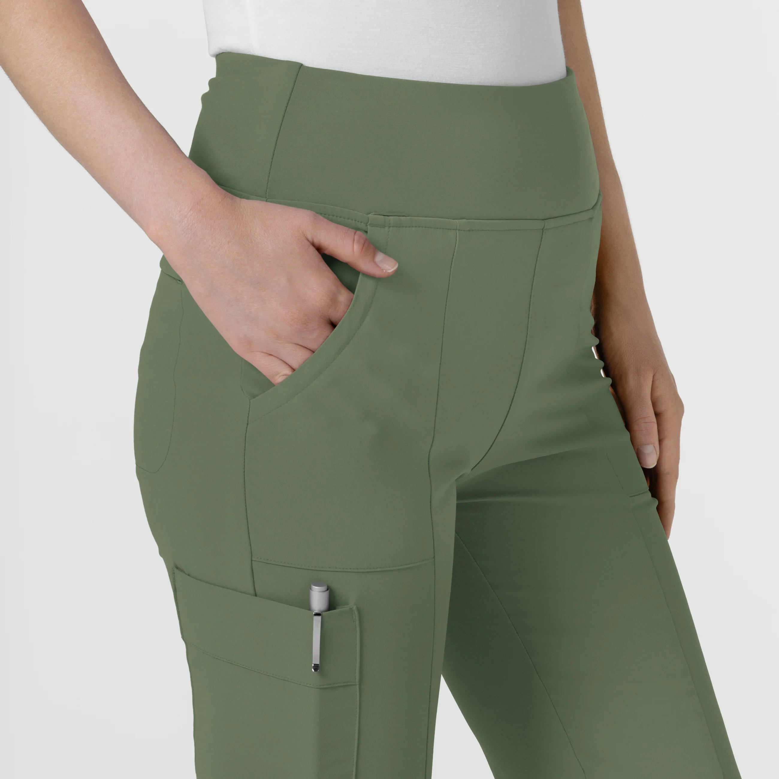 RENEW Women's Cargo Flare Scrub Pant - Olive - Image 8