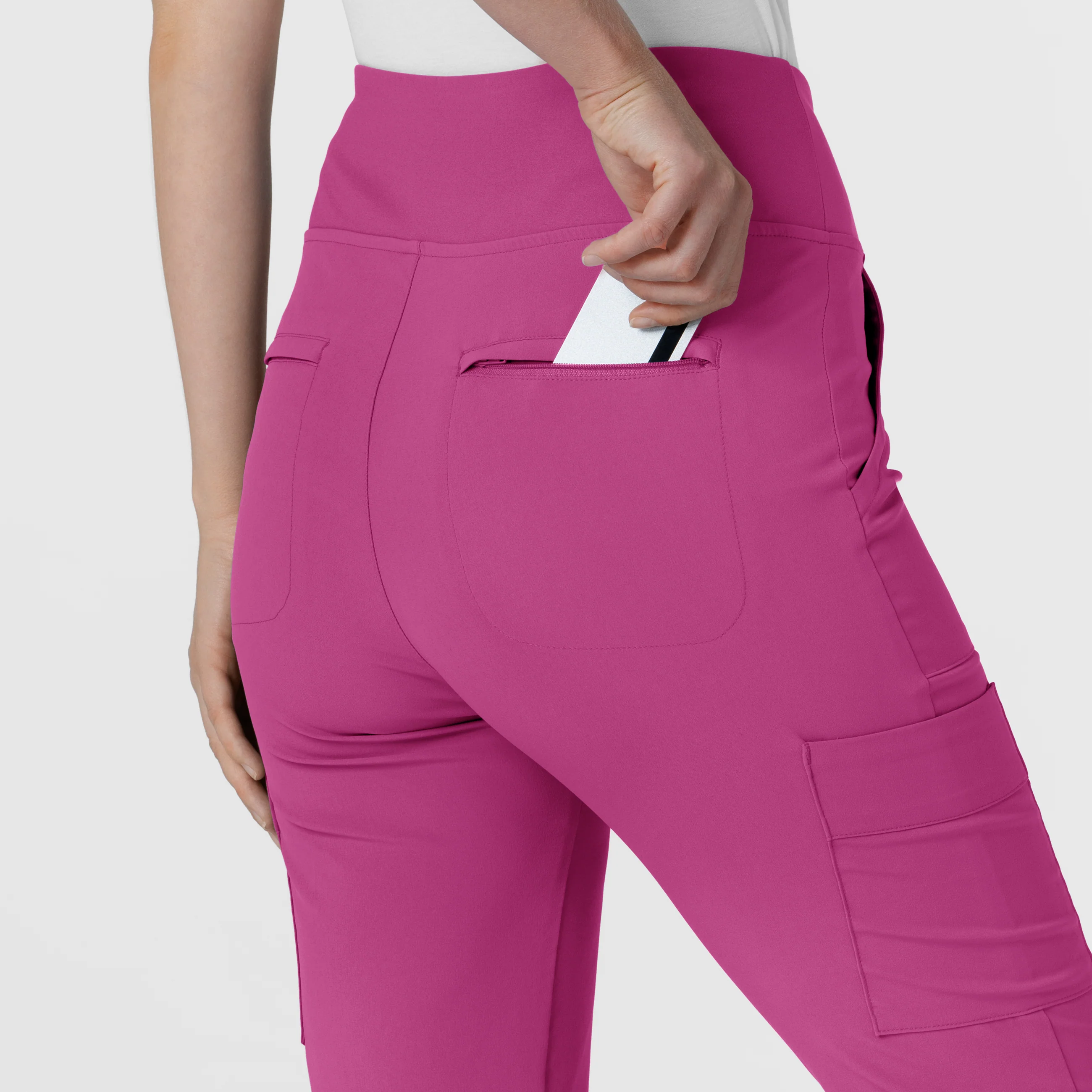 RENEW Women's Cargo Flare Scrub Pant - Raspberry - Image 10