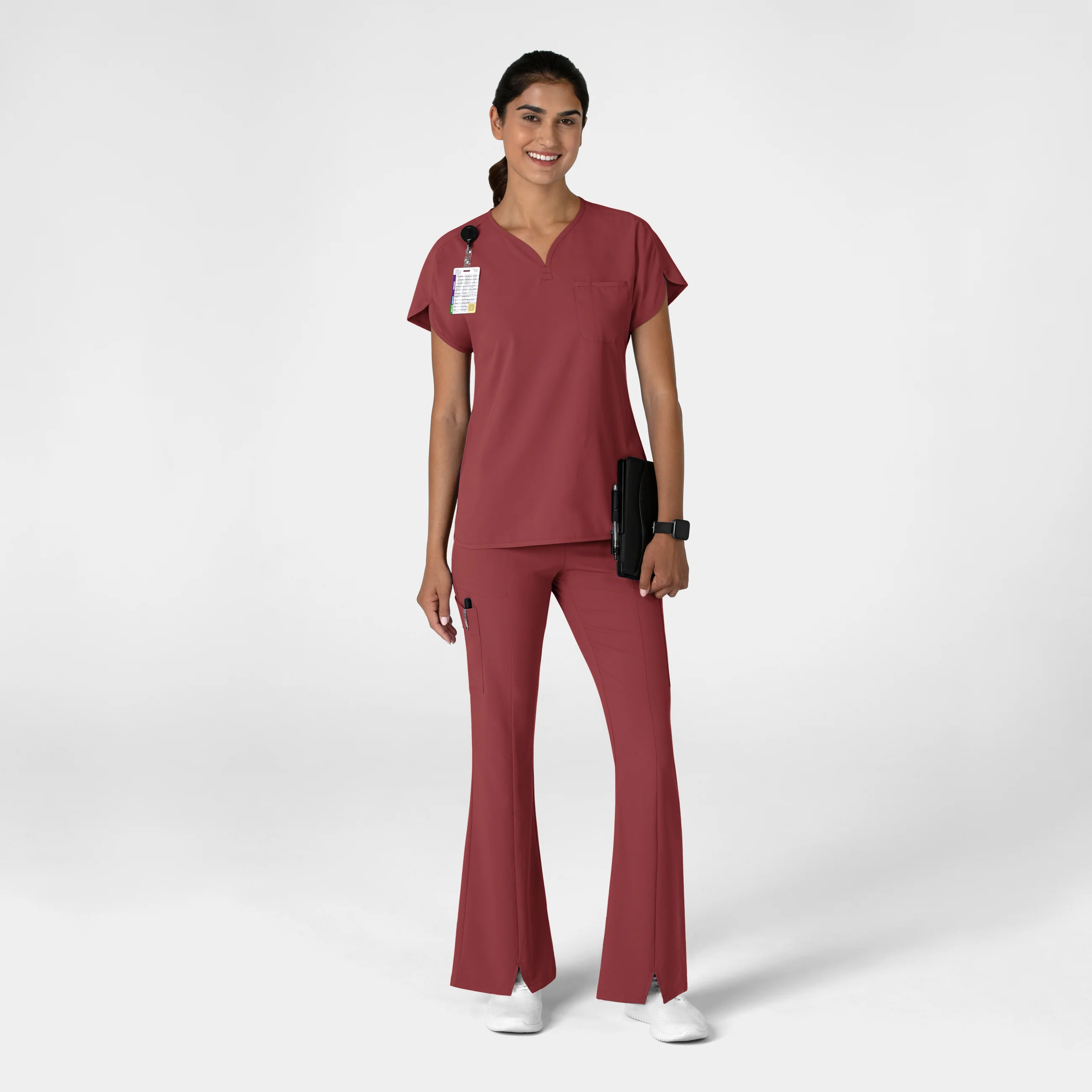 RENEW Women's Cargo Flare Scrub Pant - Ruby - Image 3