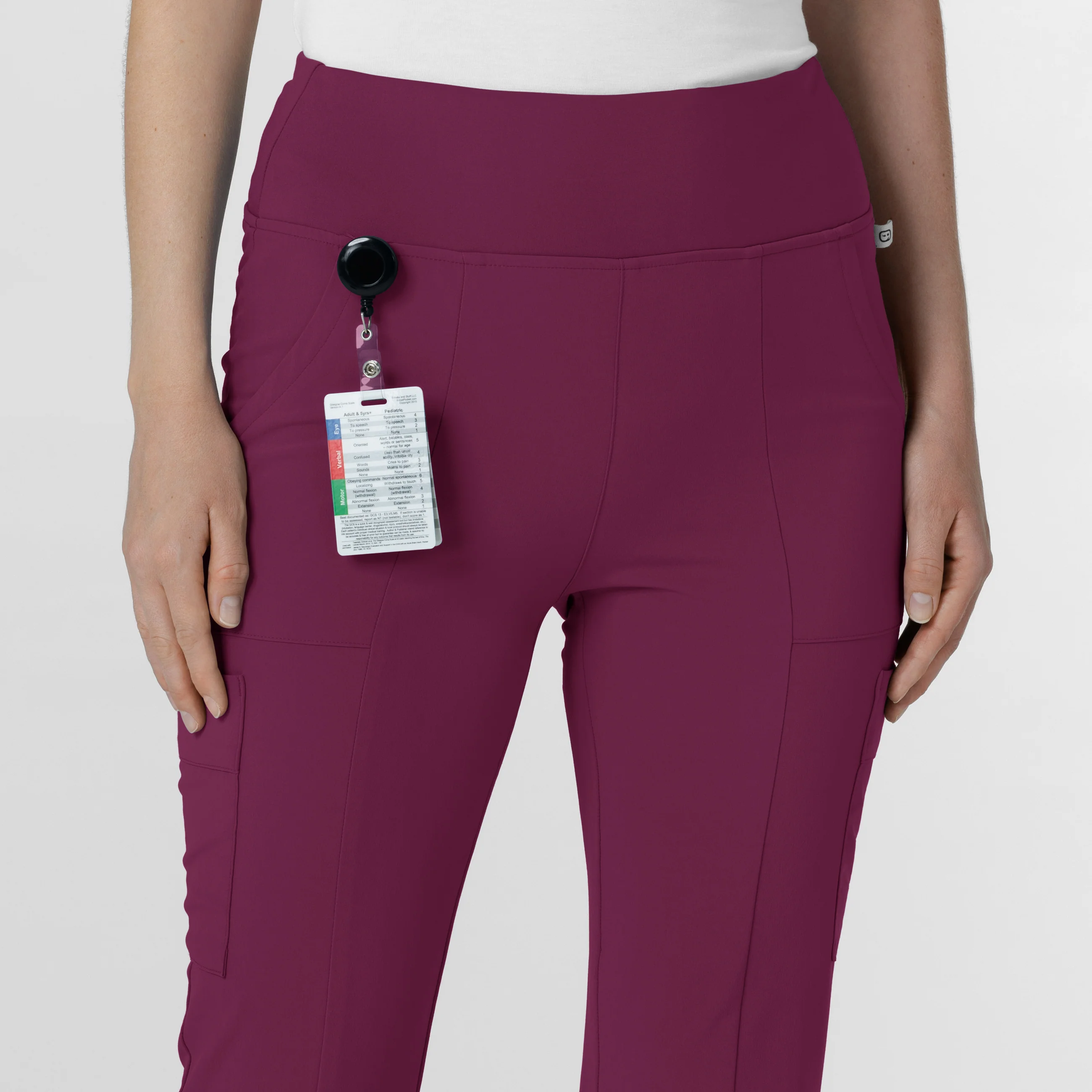 RENEW Women's Cargo Flare Scrub Pant - Wine - Image 7