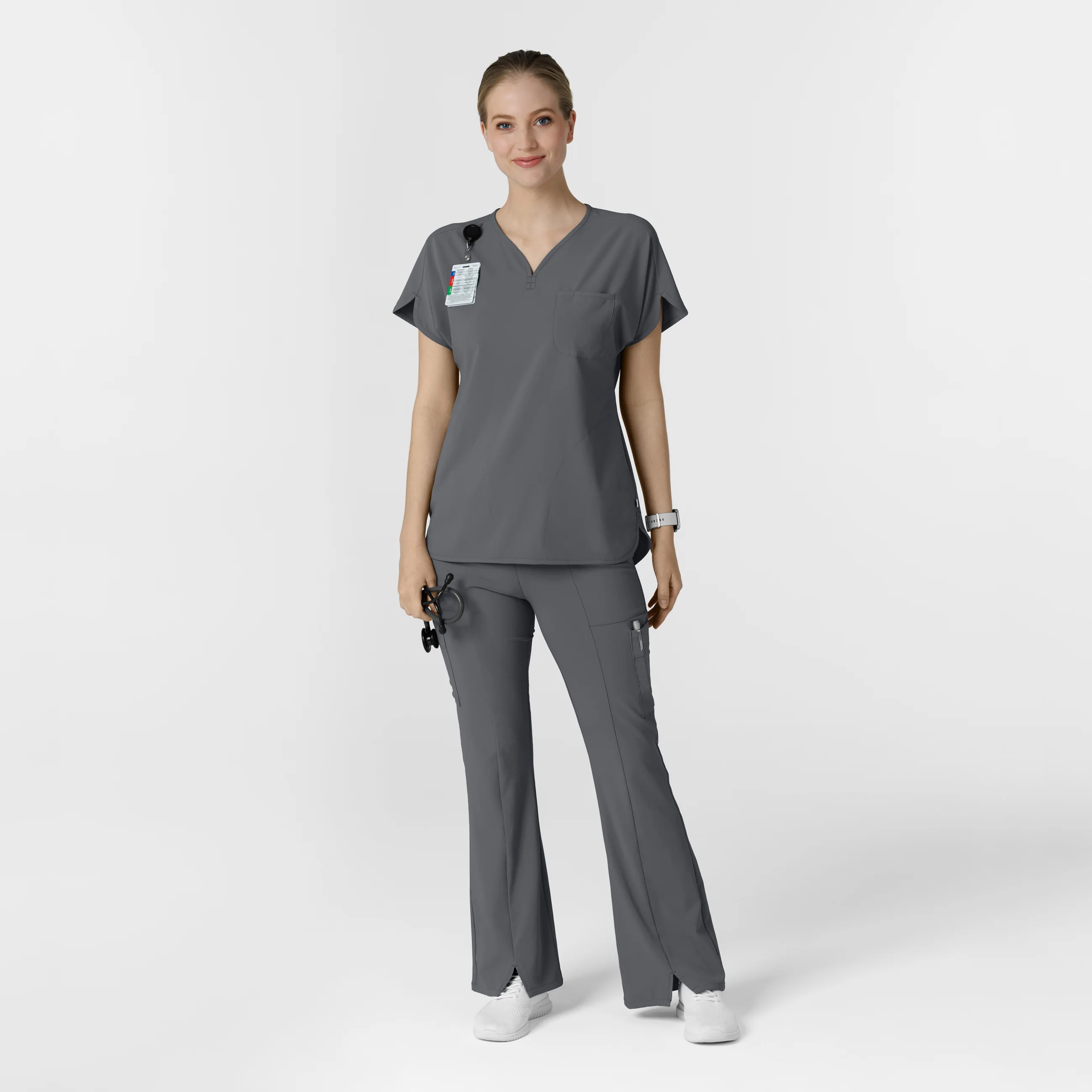 RENEW Women's Dolman Scrub Top - Pewter - Image 3