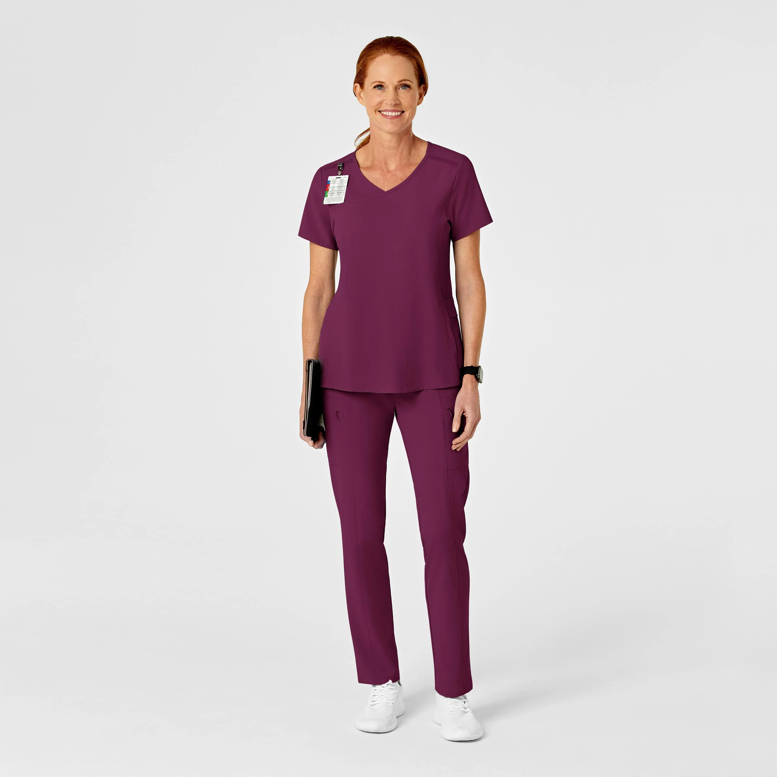 RENEW Women's High Waist Slim Leg Scrub Pant - Wine - Image 3