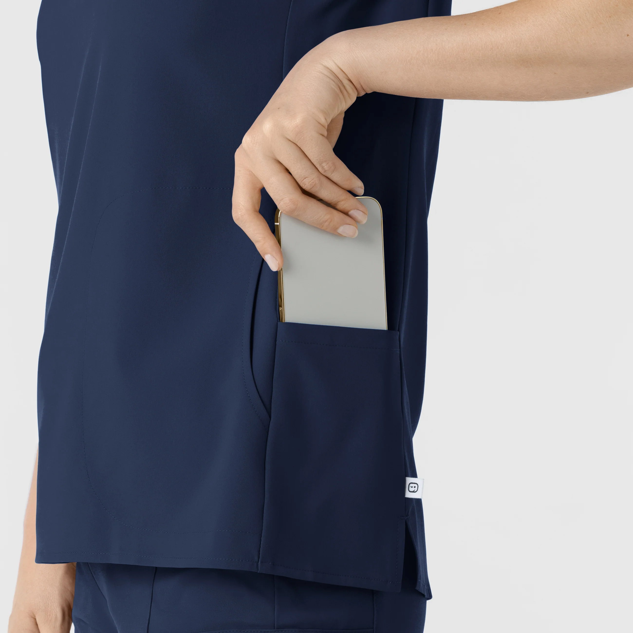 RENEW Women's Mandarin Collar Scrub Top - Navy - Image 9