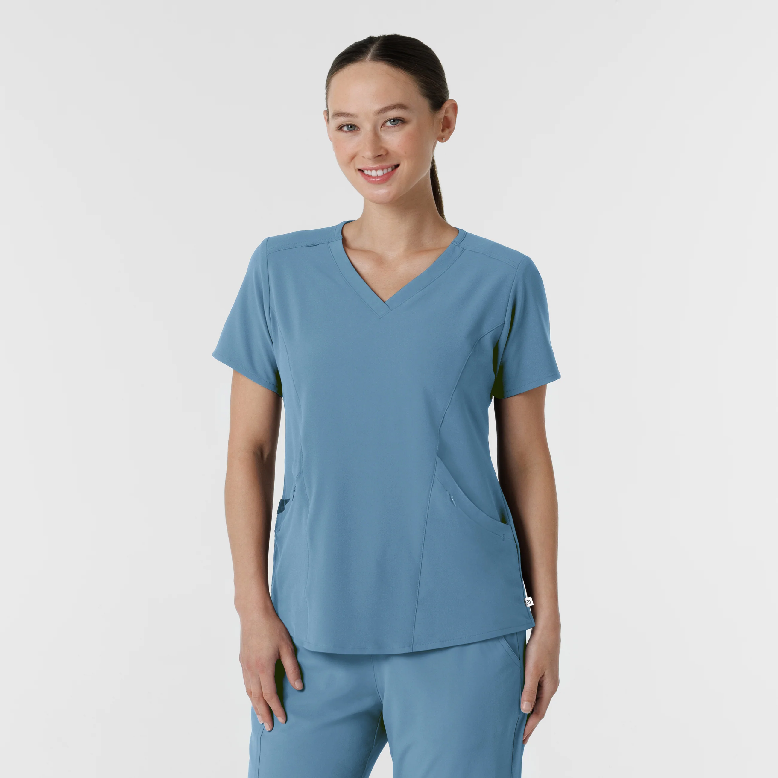 RENEW Women's V-Neck Scrub Top - Pacific Blue - Image 4