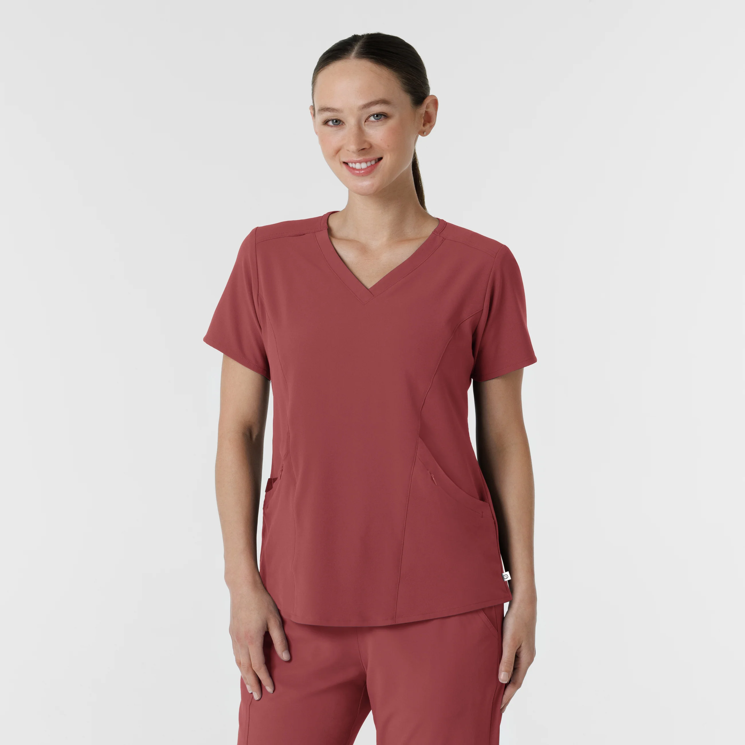 RENEW Women's V-Neck Scrub Top - Ruby - Image 4