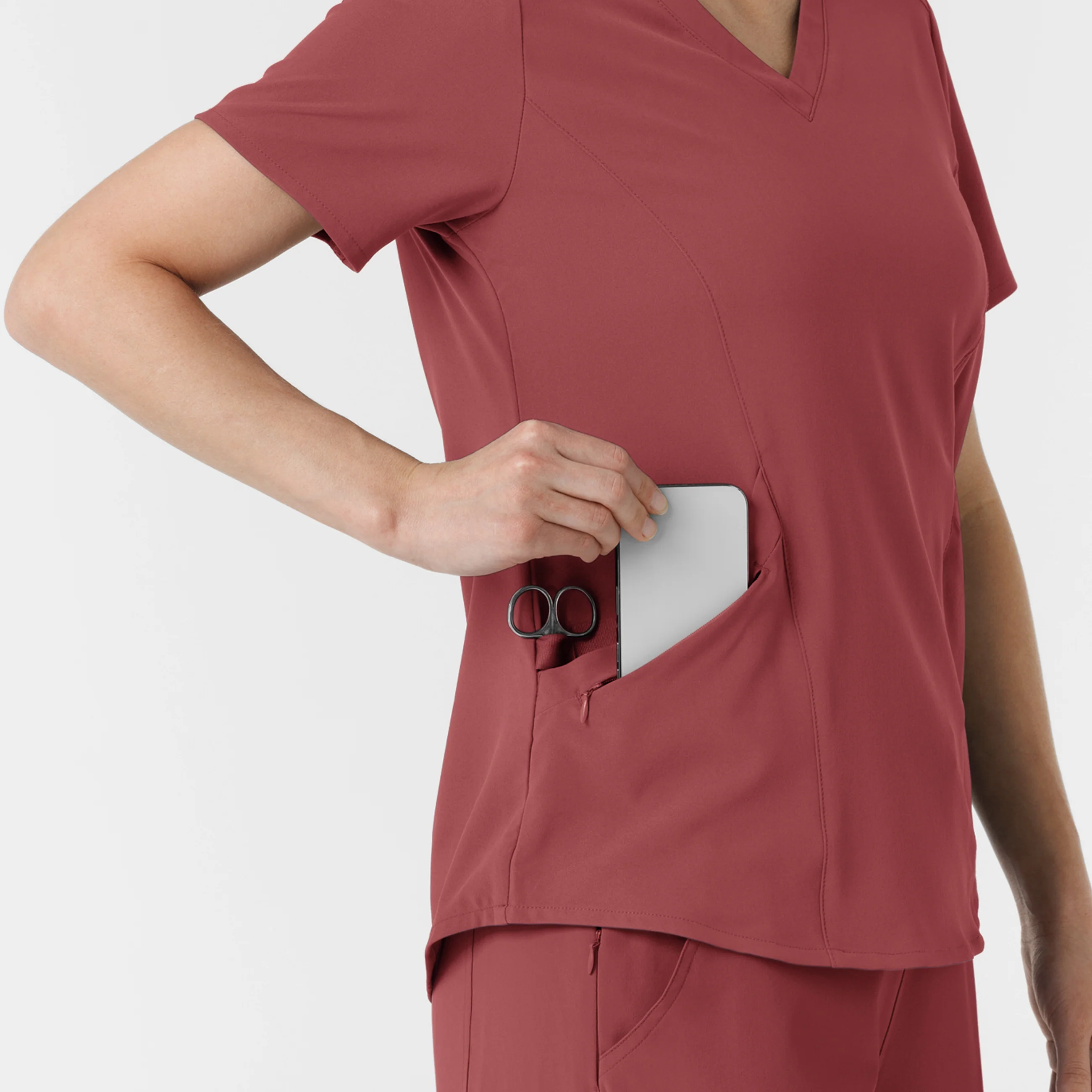 RENEW Women's V-Neck Scrub Top - Ruby - Image 7