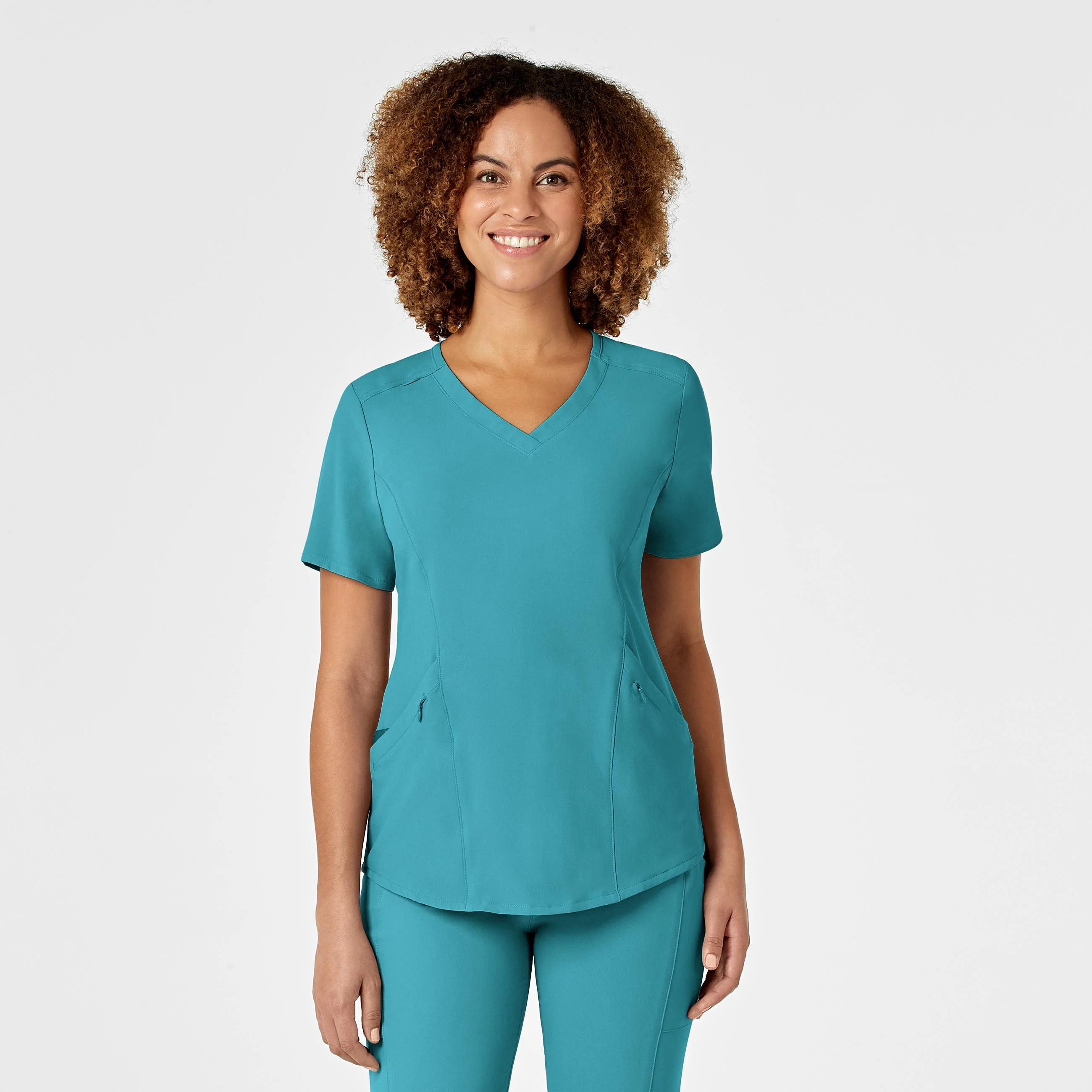 RENEW Women's V-Neck Scrub Top - Teal Blue