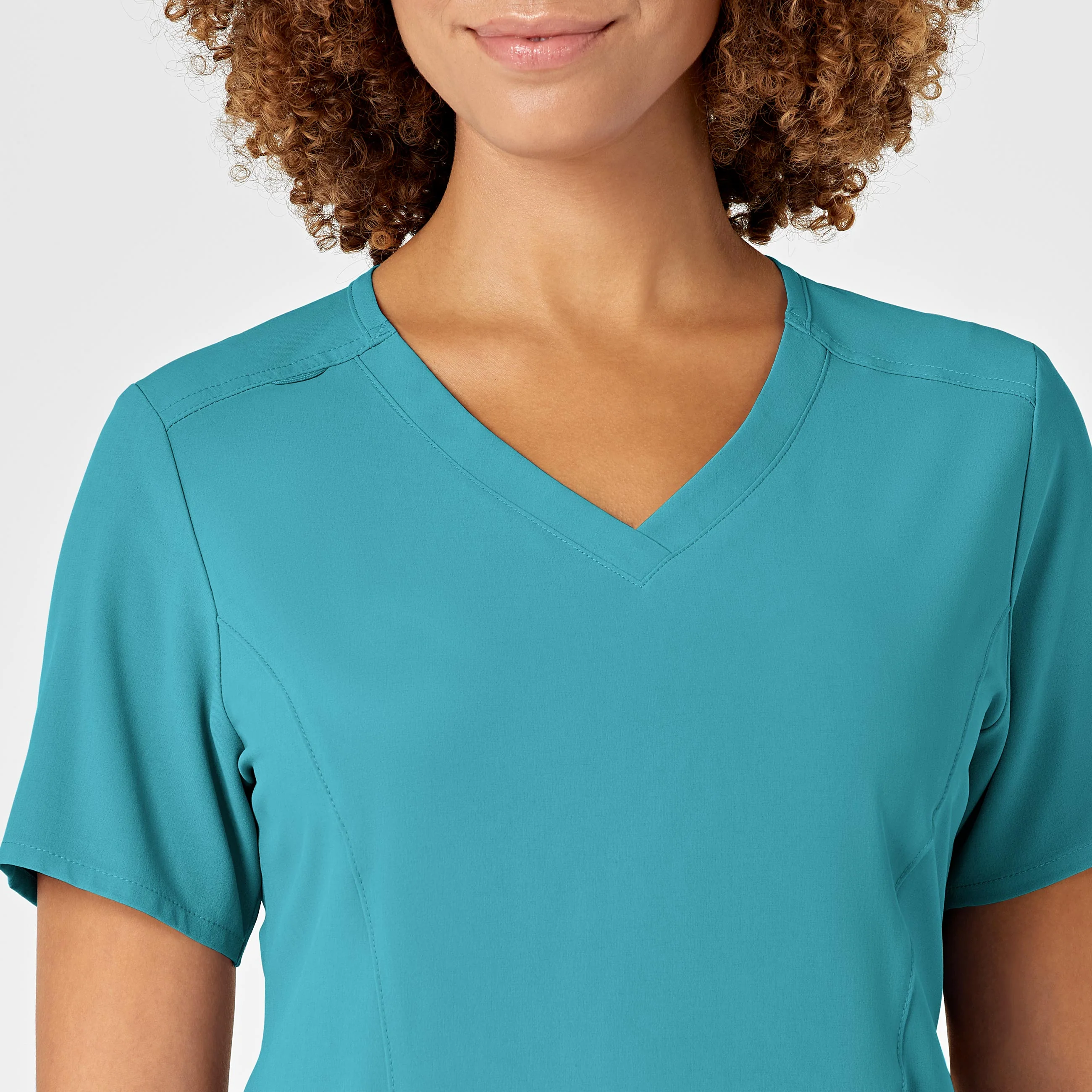 RENEW Women's V-Neck Scrub Top - Teal Blue - Image 5