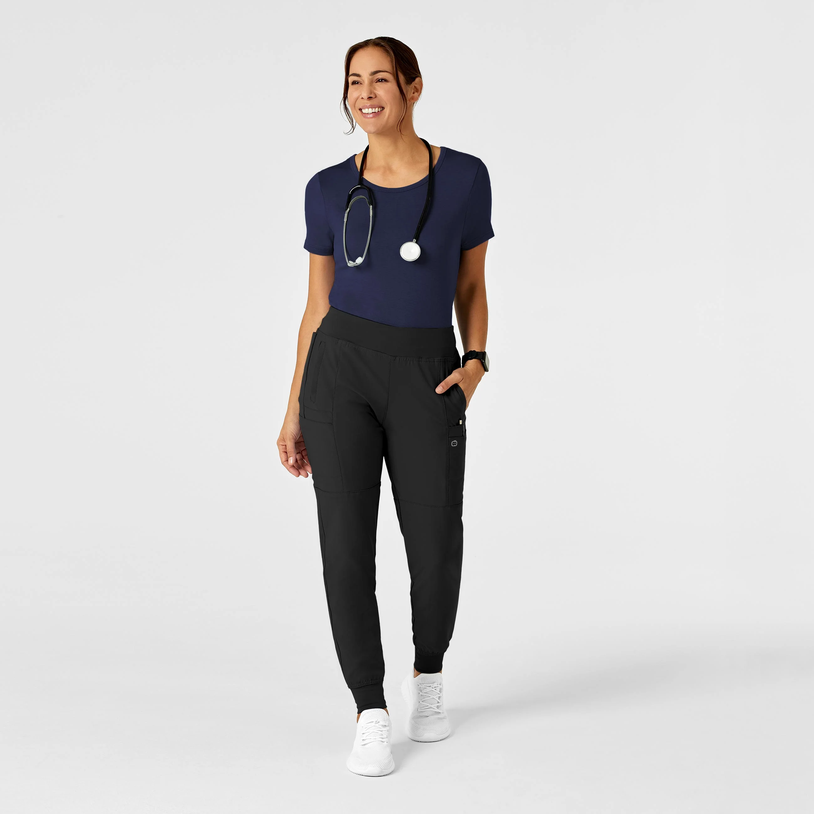 Silky Knit Short Sleeve Tee - Navy - Image 3