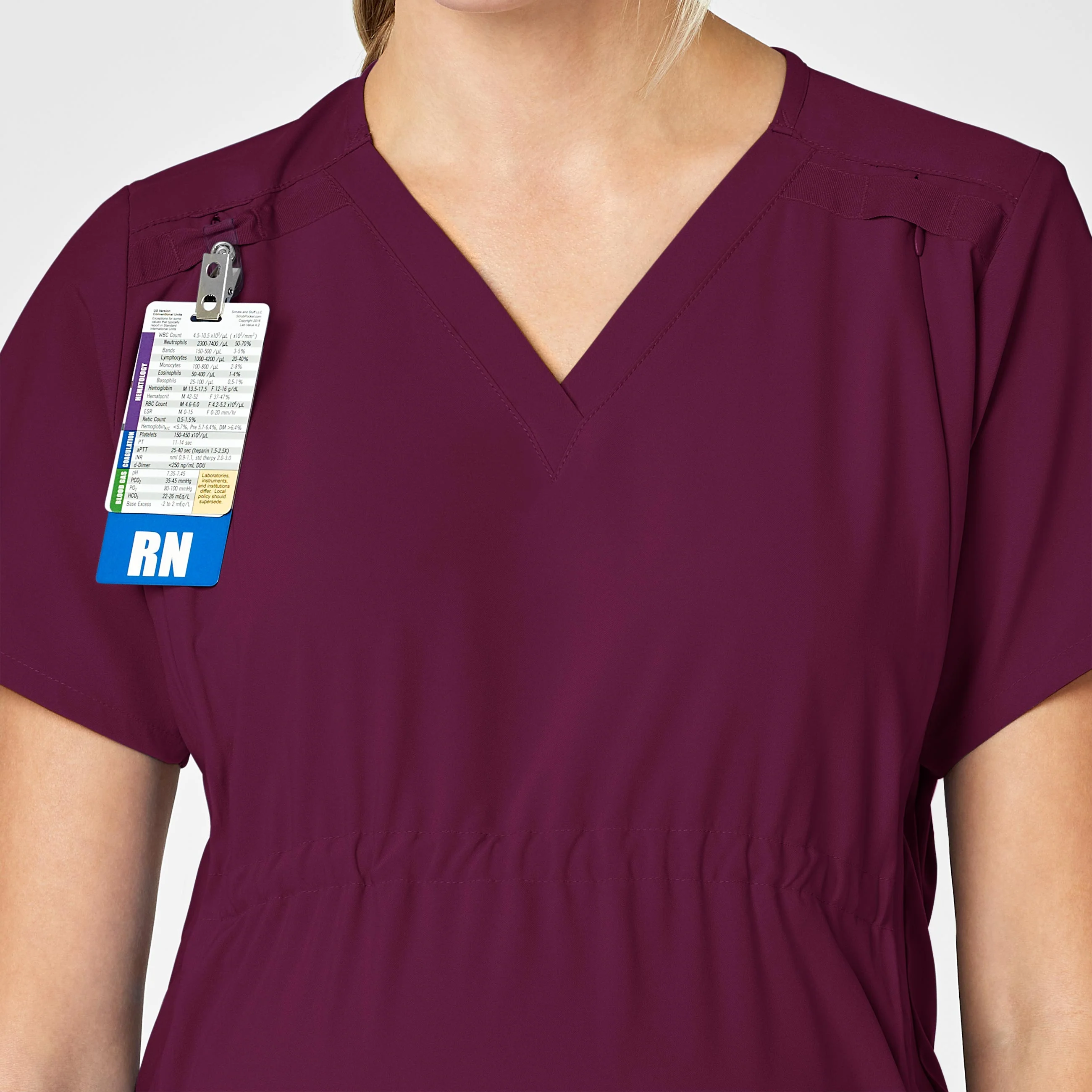W123 Maternity V-Neck Scrub Top - Wine - Image 5