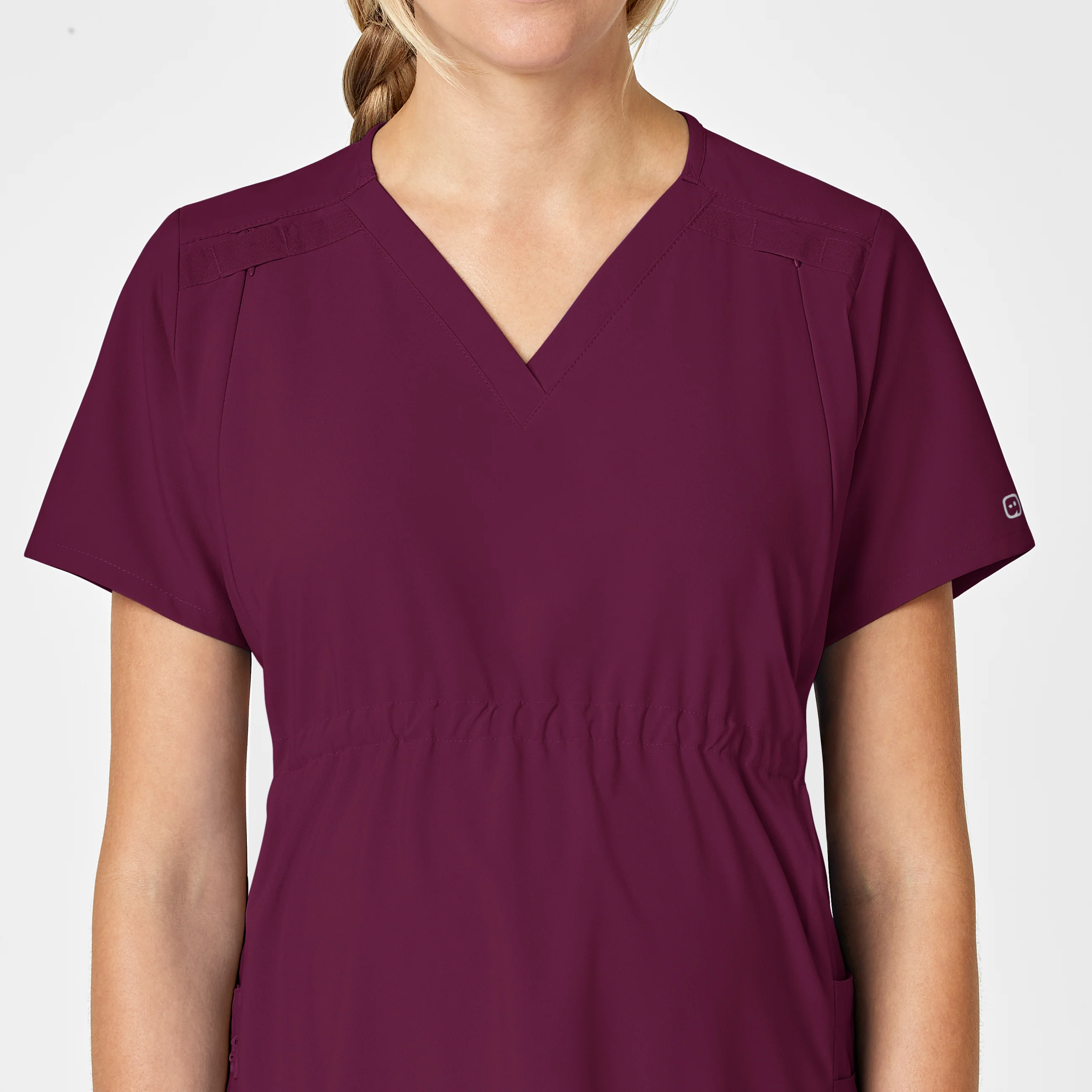 W123 Maternity V-Neck Scrub Top - Wine - Image 8