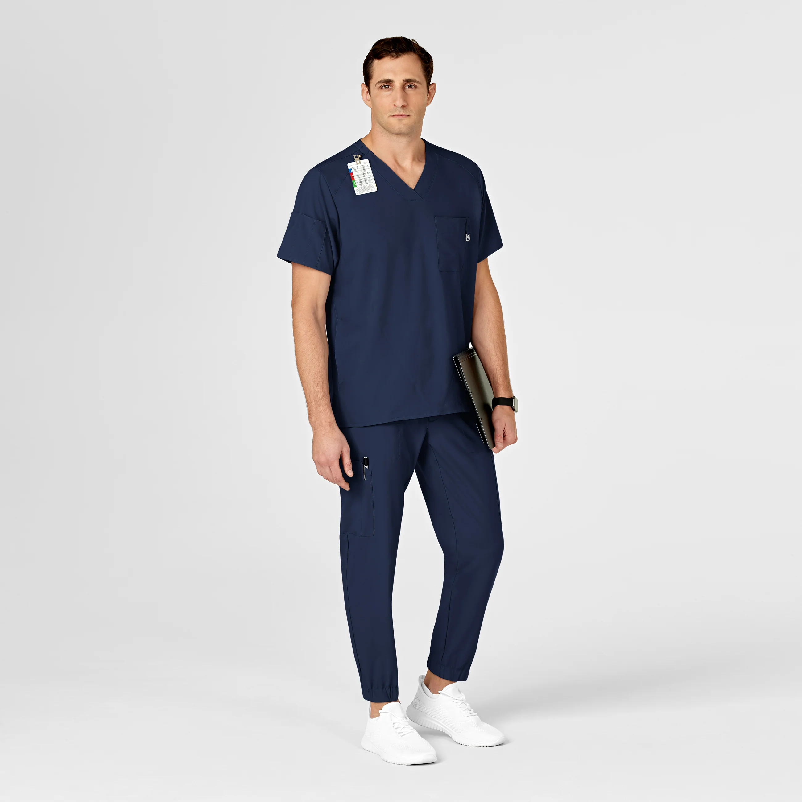 W123 Men's Cargo Jogger Scrub Pant - Navy - Image 3