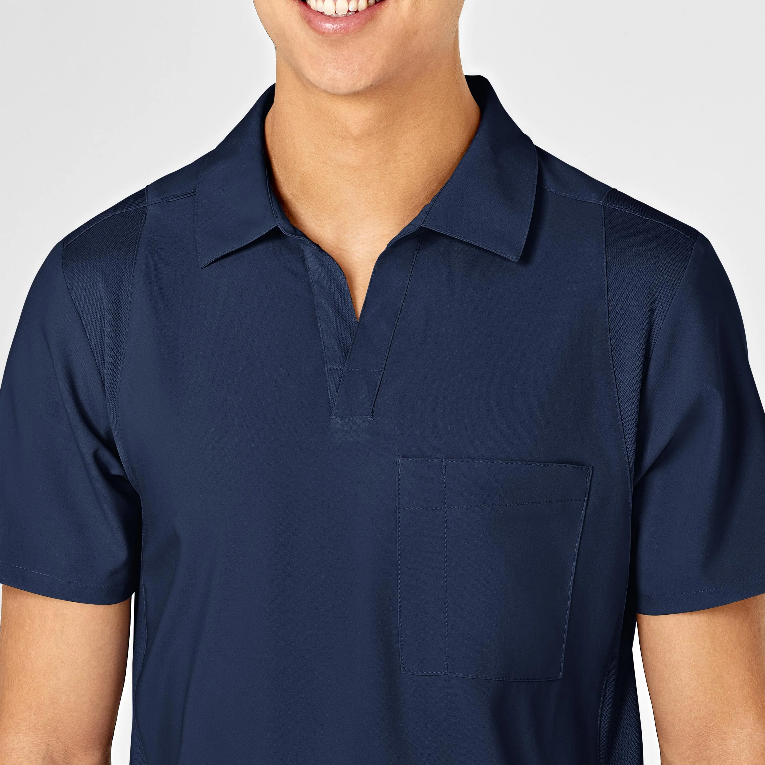 W123 Men's Collar Scrub Top - Navy - Image 5