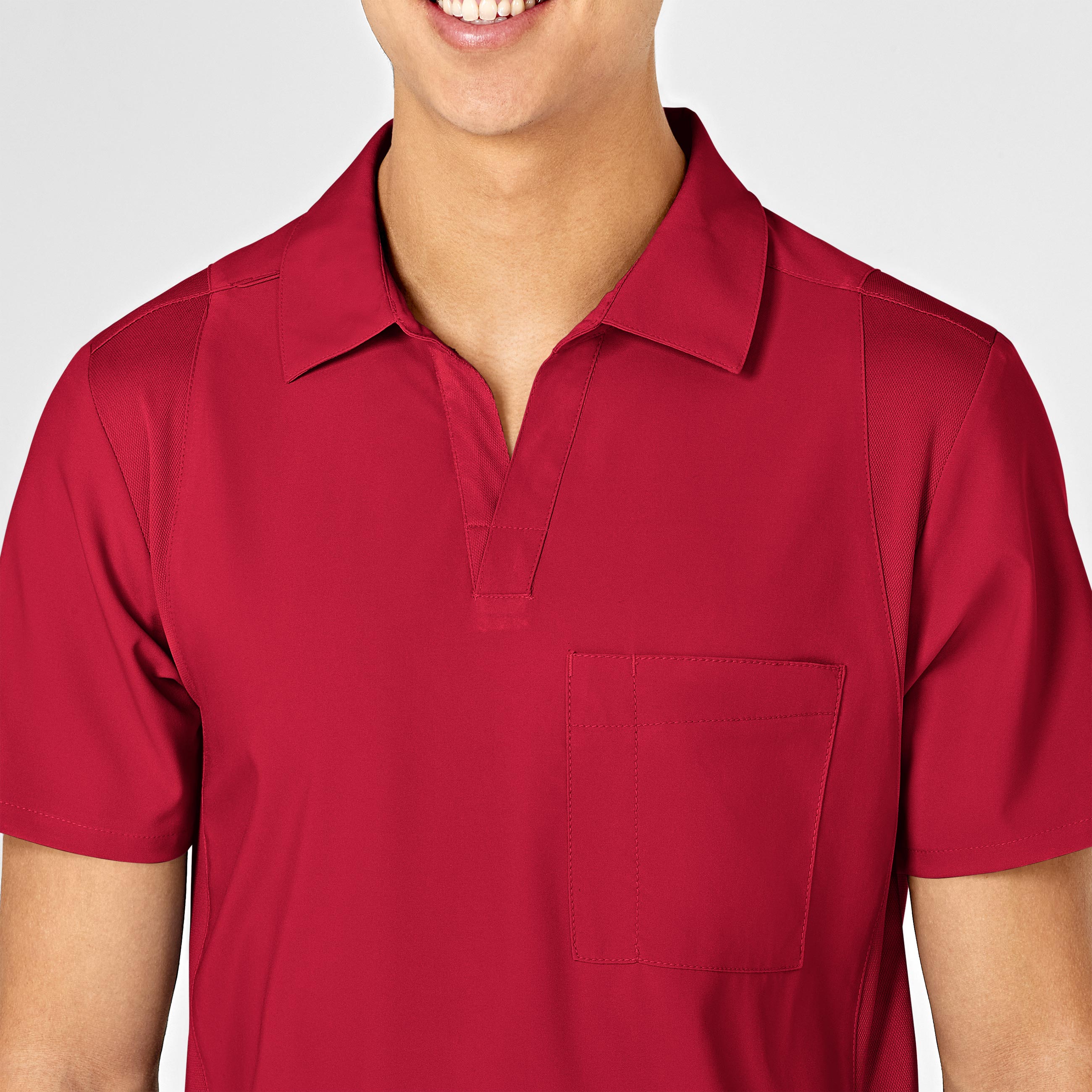 W123 Men's Collar Scrub Top - Red - Image 5