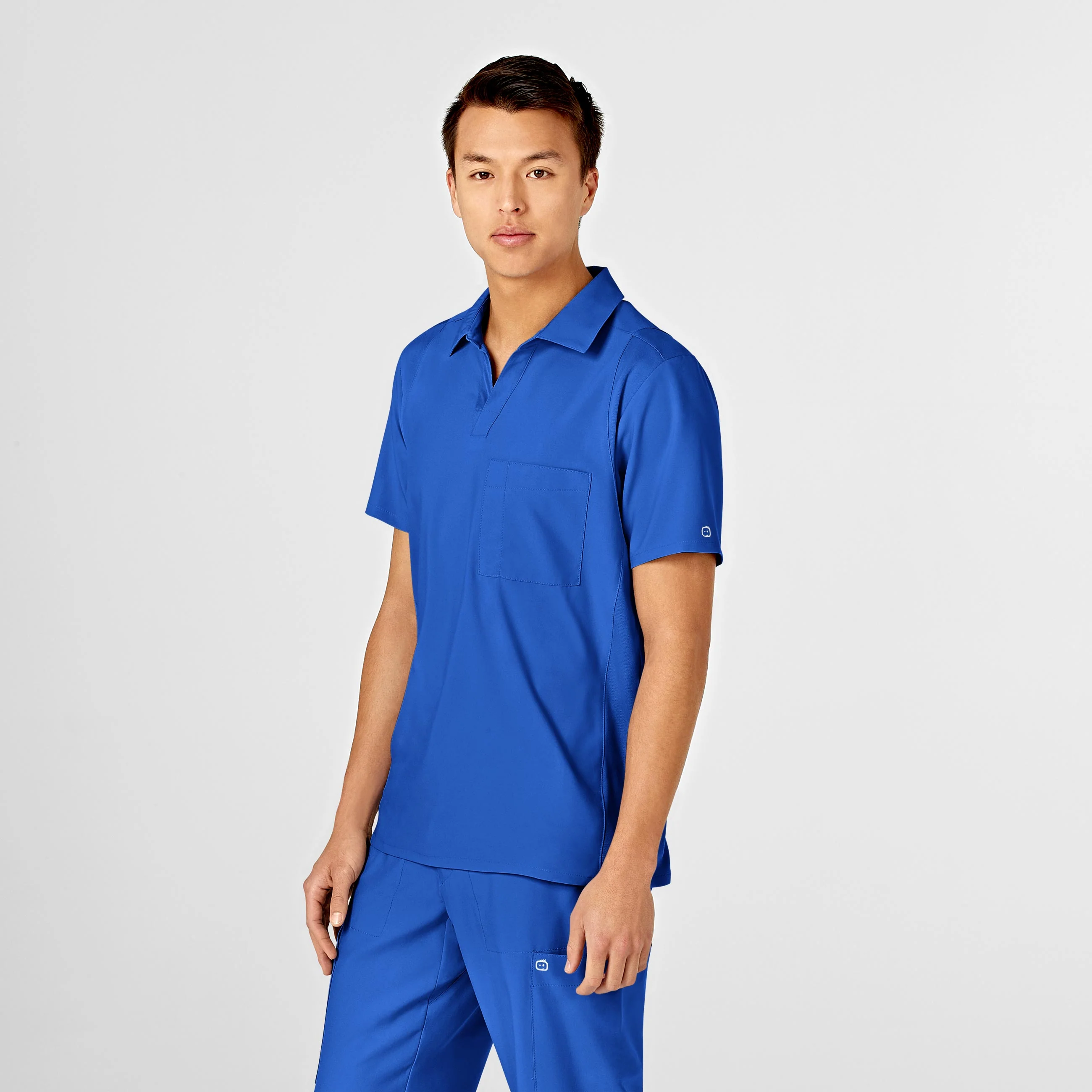 W123 Men's Collar Scrub Top - Royal - Image 4