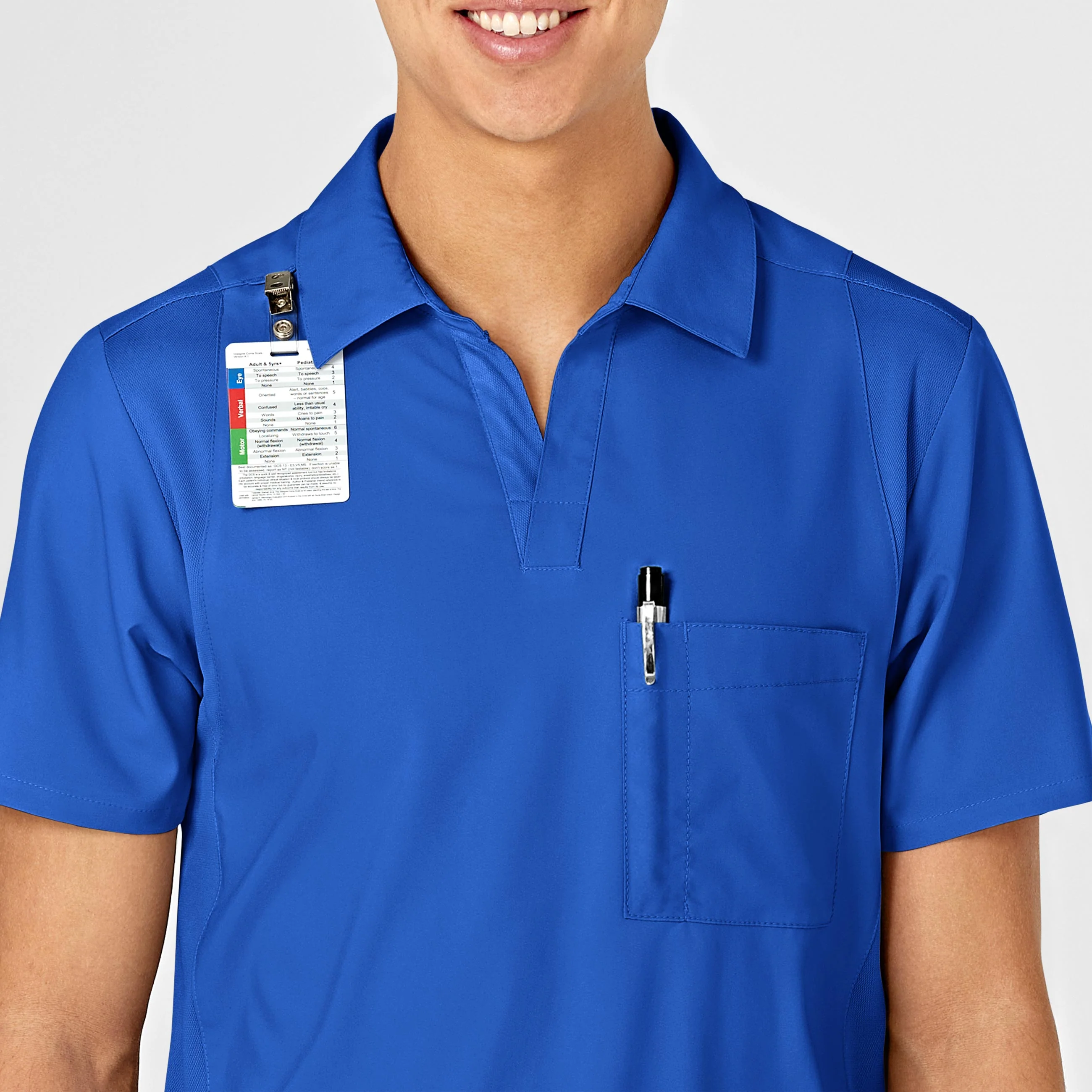 W123 Men's Collar Scrub Top - Royal - Image 6
