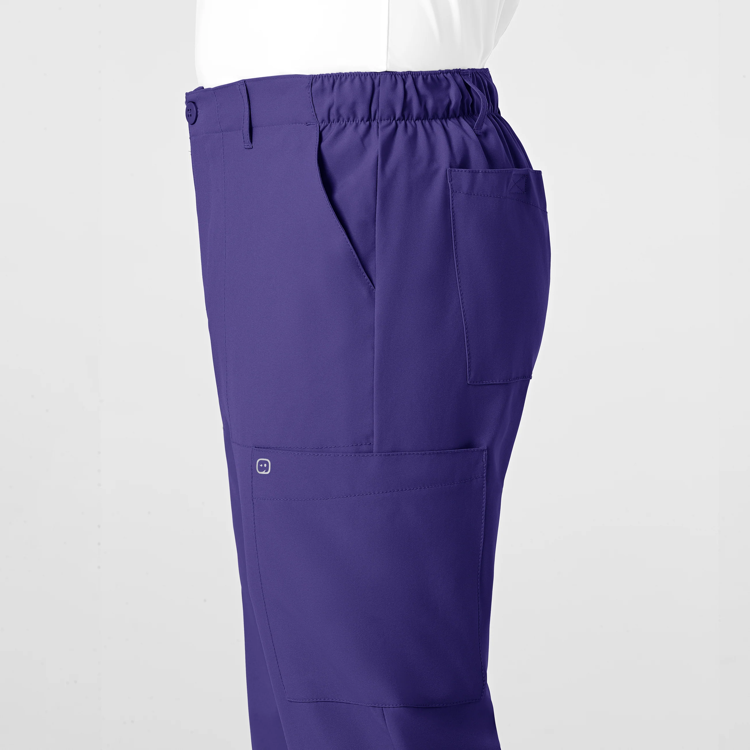 W123 Men's Flat Front Cargo Scrub Pant - Grape - Image 7