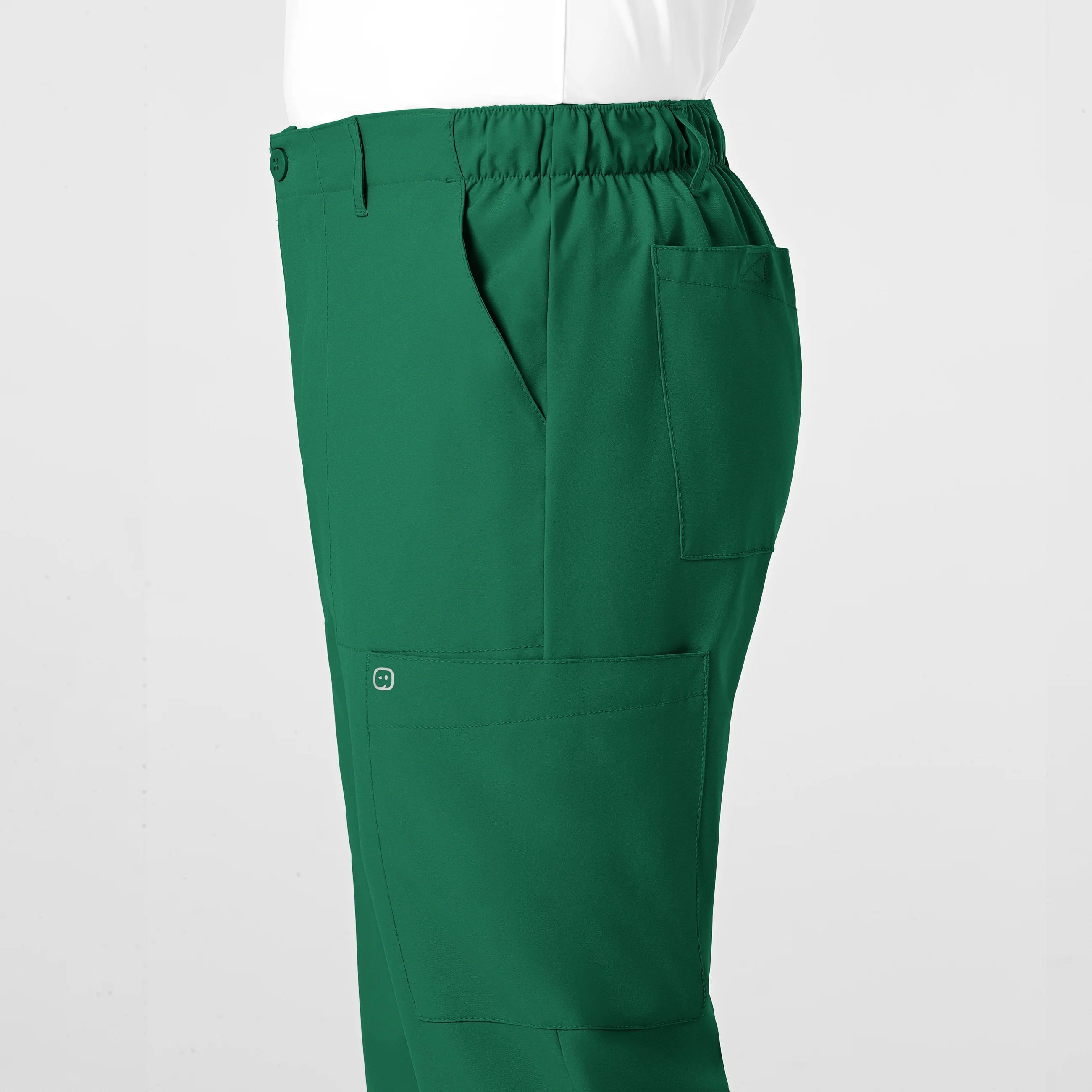 W123 Men's Flat Front Cargo Scrub Pant - Hunter - Image 7