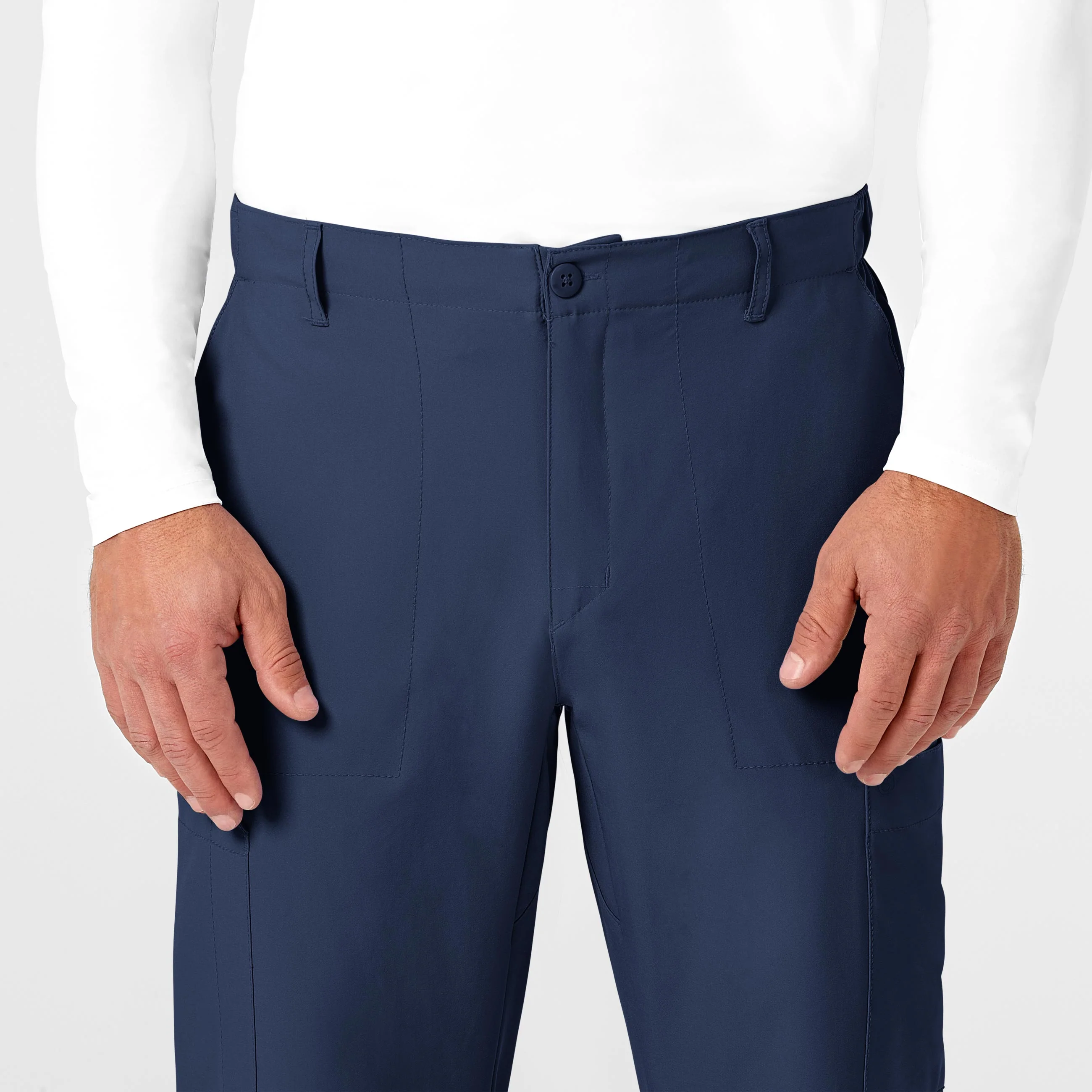 W123 Men's Flat Front Cargo Scrub Pant - Navy - Image 5
