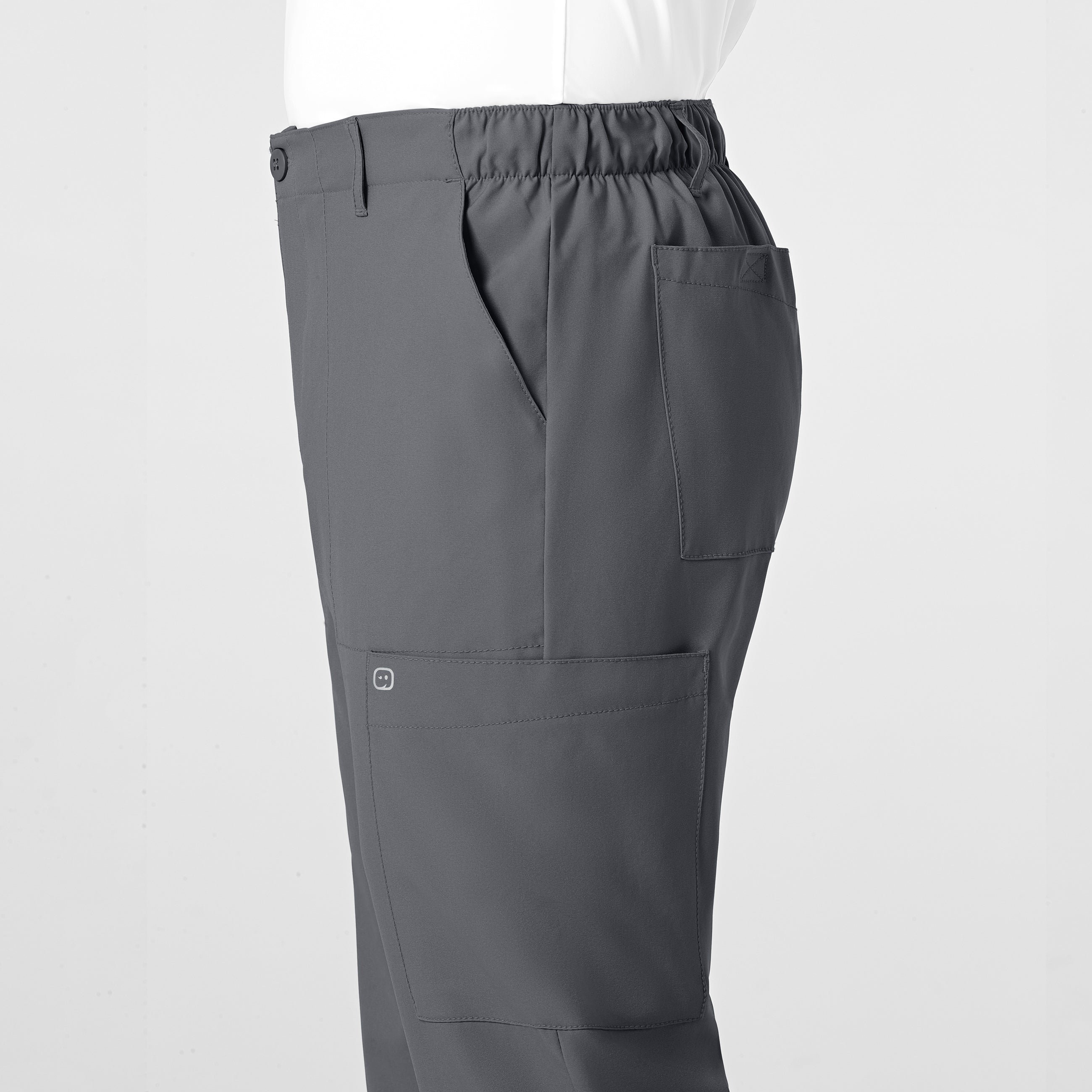 W123 Men's Flat Front Cargo Scrub Pant - Pewter - Image 7