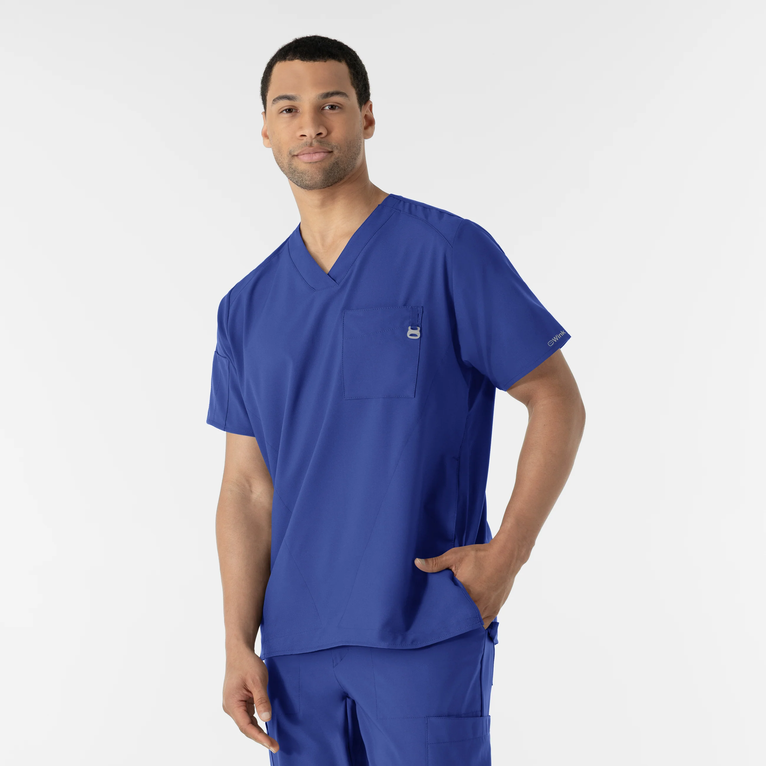 W123 Men's V-Neck Scrub Top - Galaxy Blue - Image 4