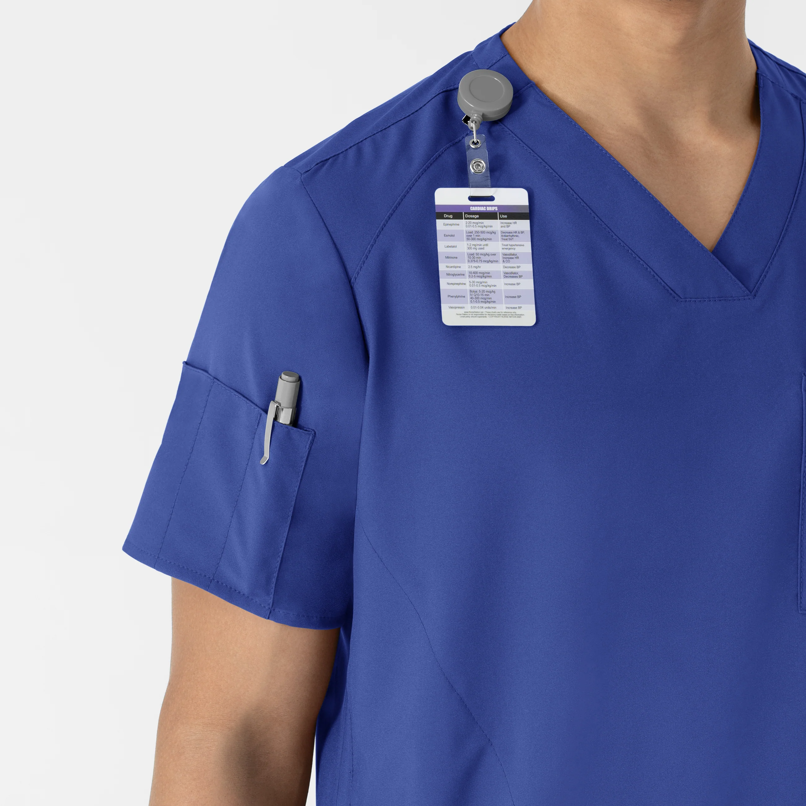 W123 Men's V-Neck Scrub Top - Galaxy Blue - Image 6