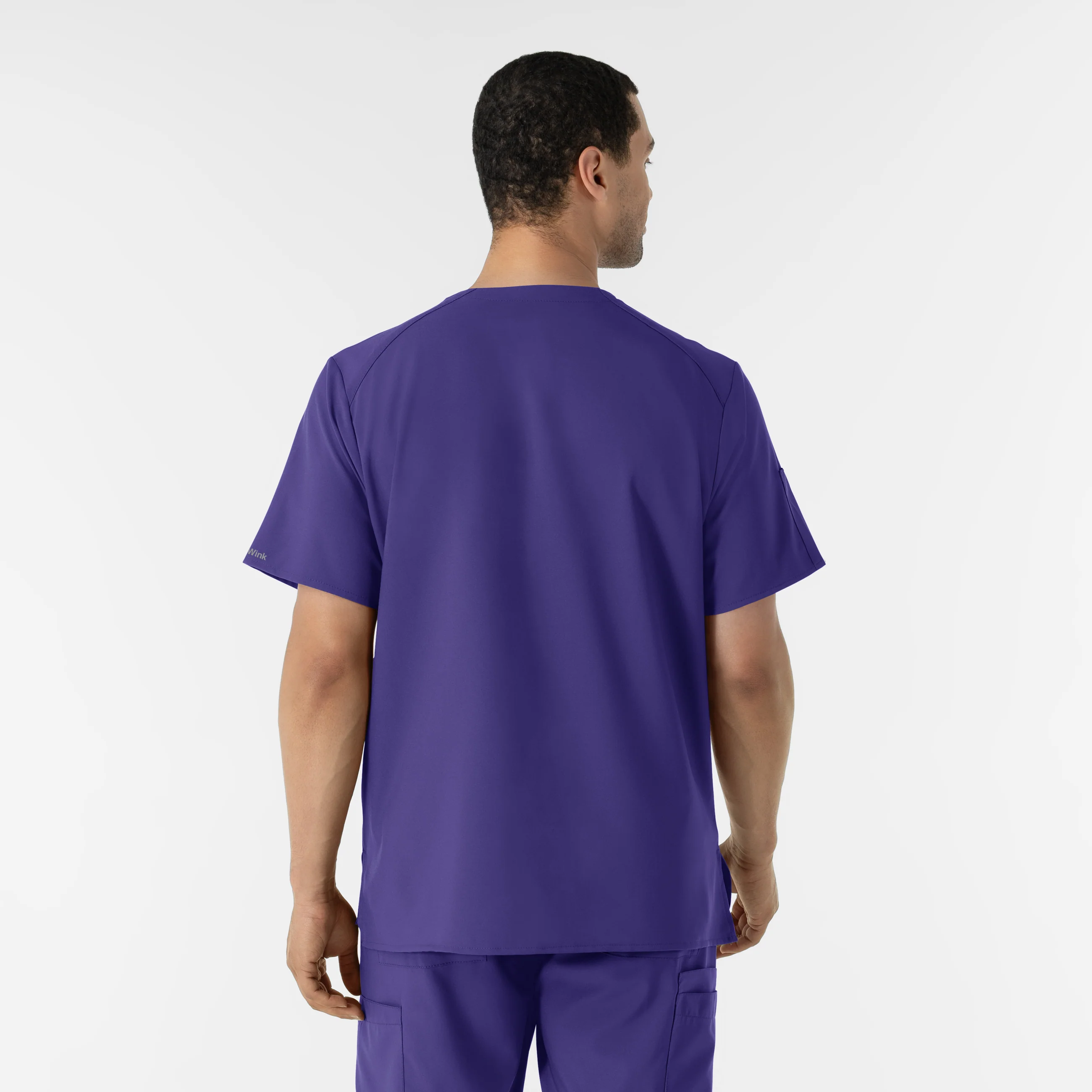 W123 Men's V-Neck Scrub Top - Grape - Image 2