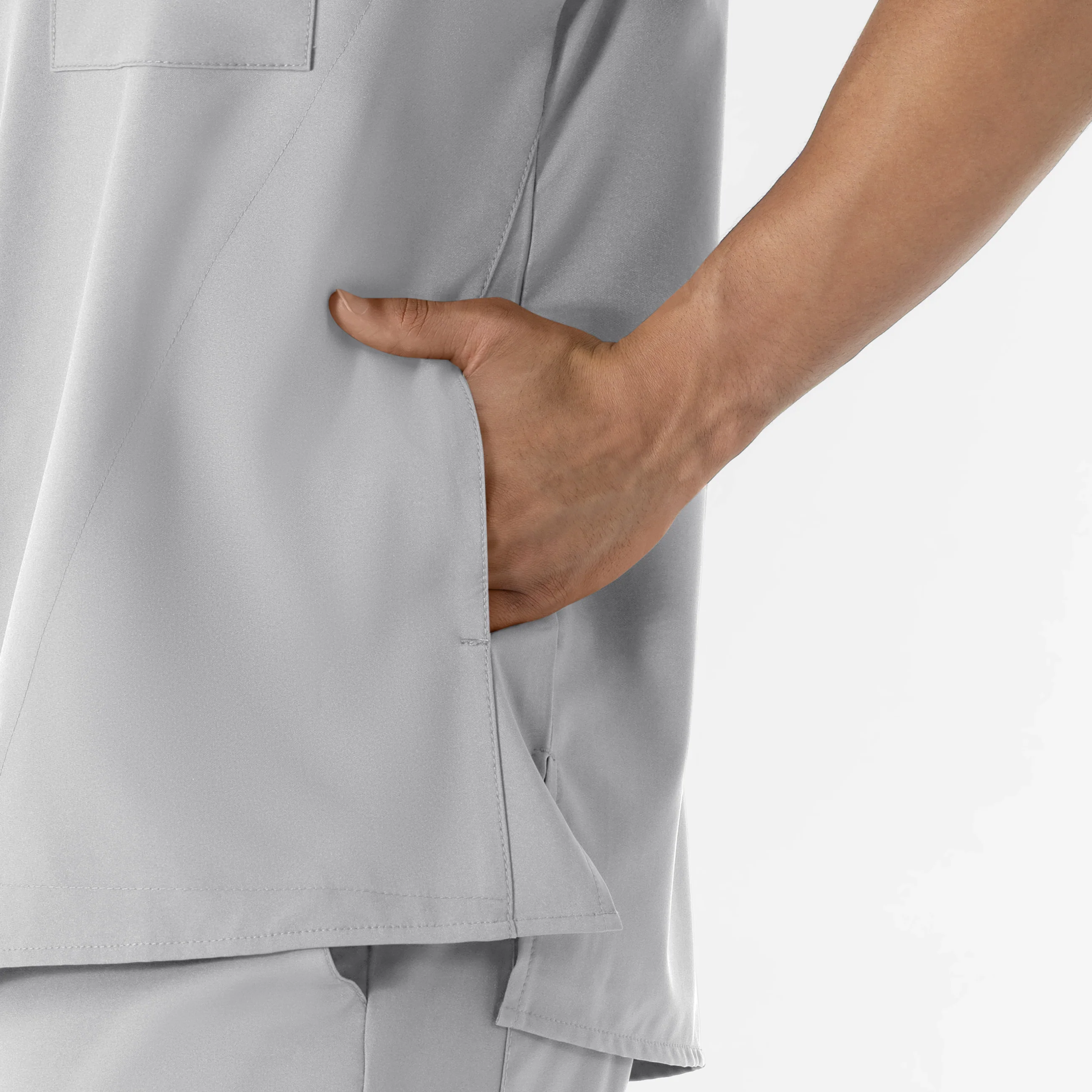 W123 Men's V-Neck Scrub Top - Grey - Image 5