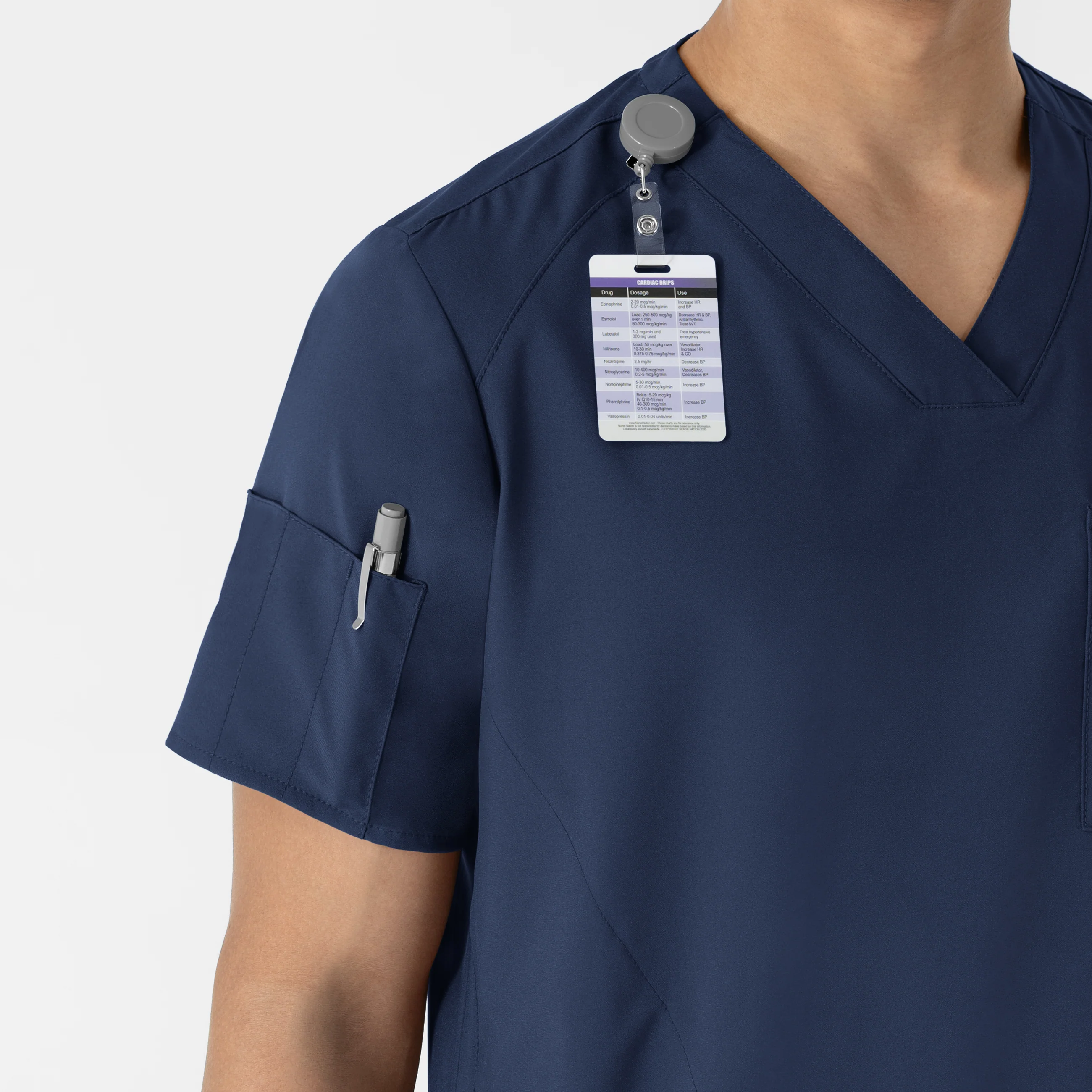 W123 Men's V-Neck Scrub Top - Navy - Image 6