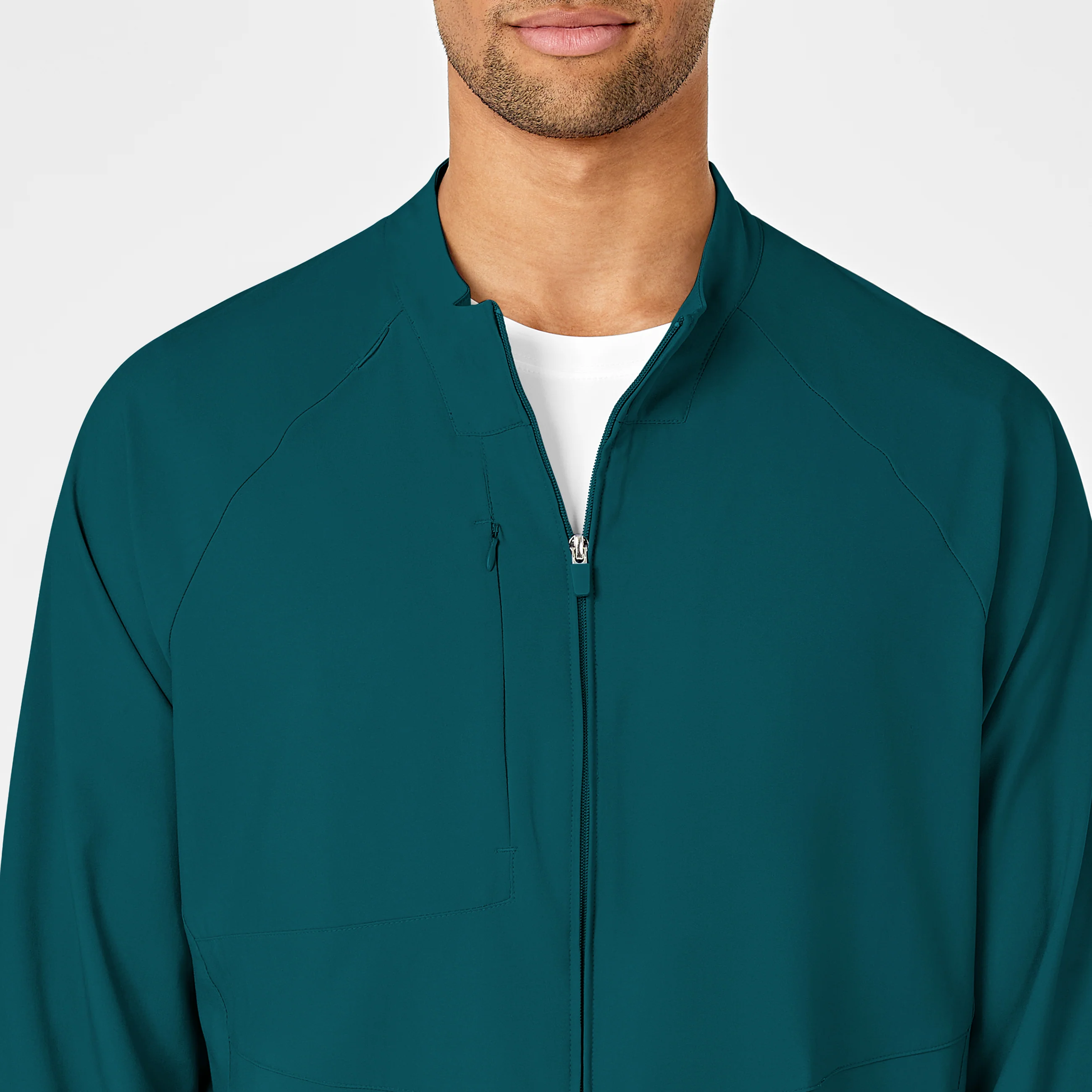 W123 Mens Zip Front Warm Up Scrub Jacket - Caribbean - Image 5